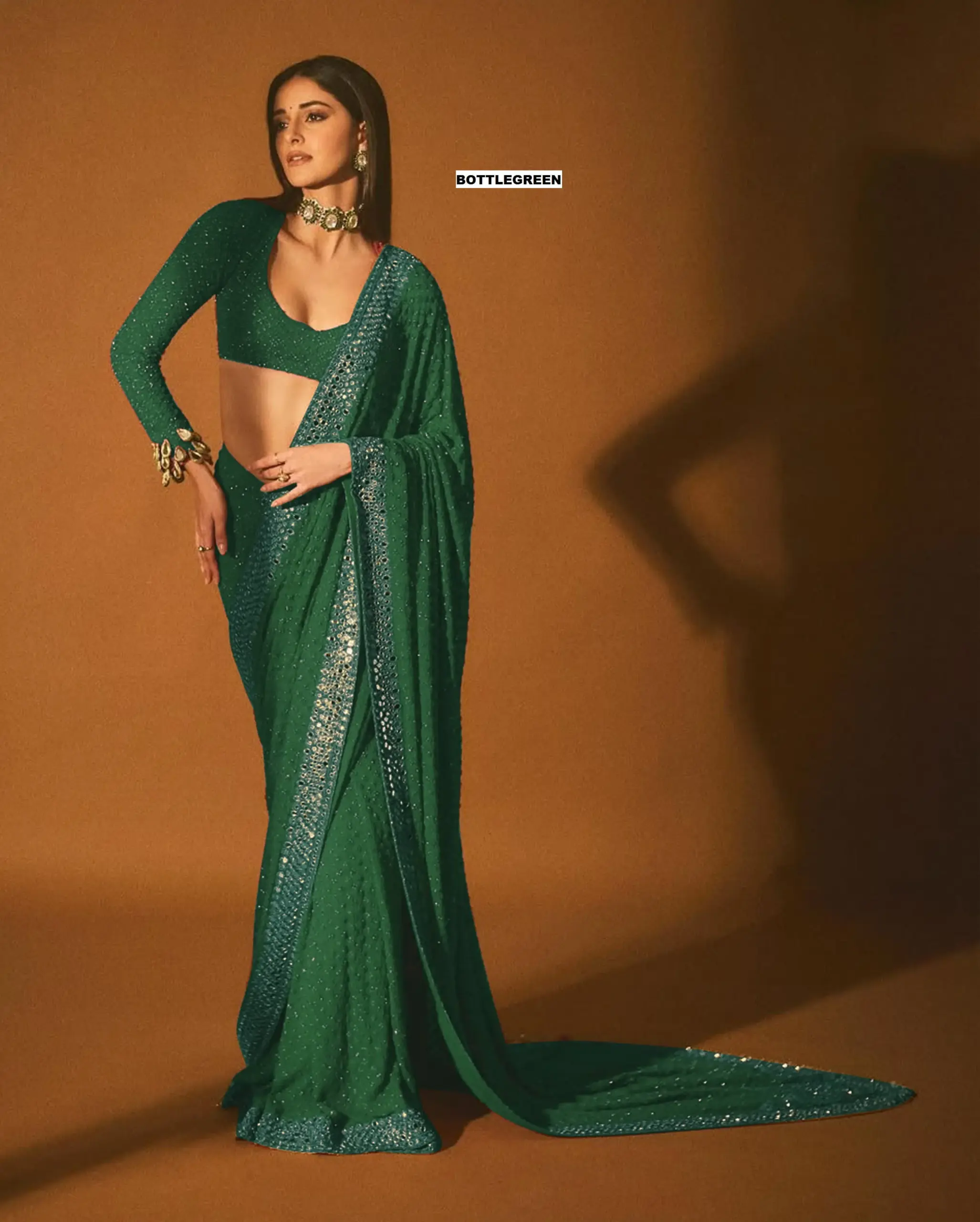 Buy Bollywood Style Border Saree - Image 5