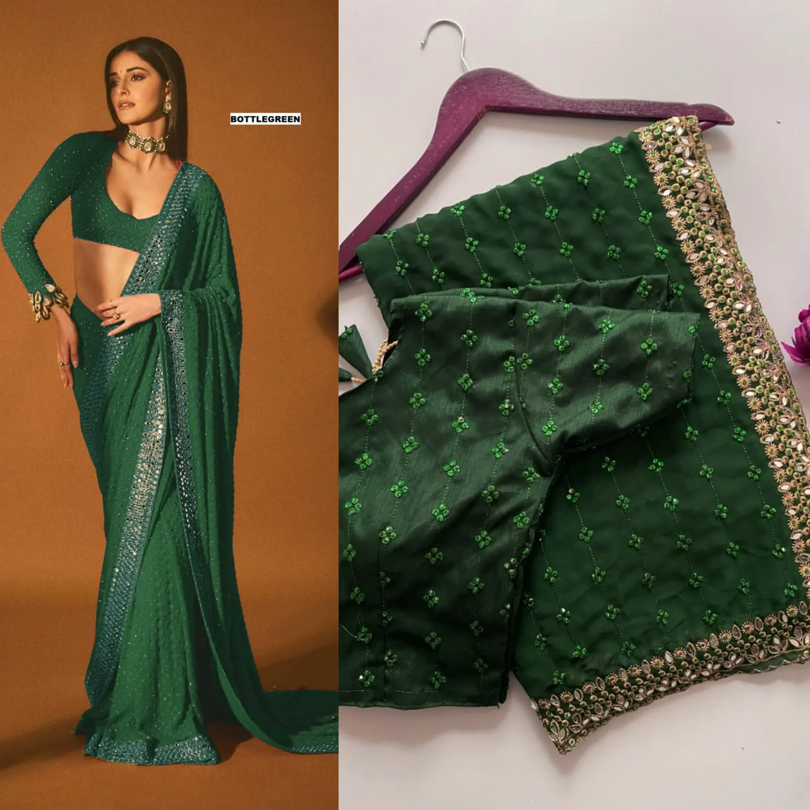 Buy Bollywood Style Border Saree - Image 6