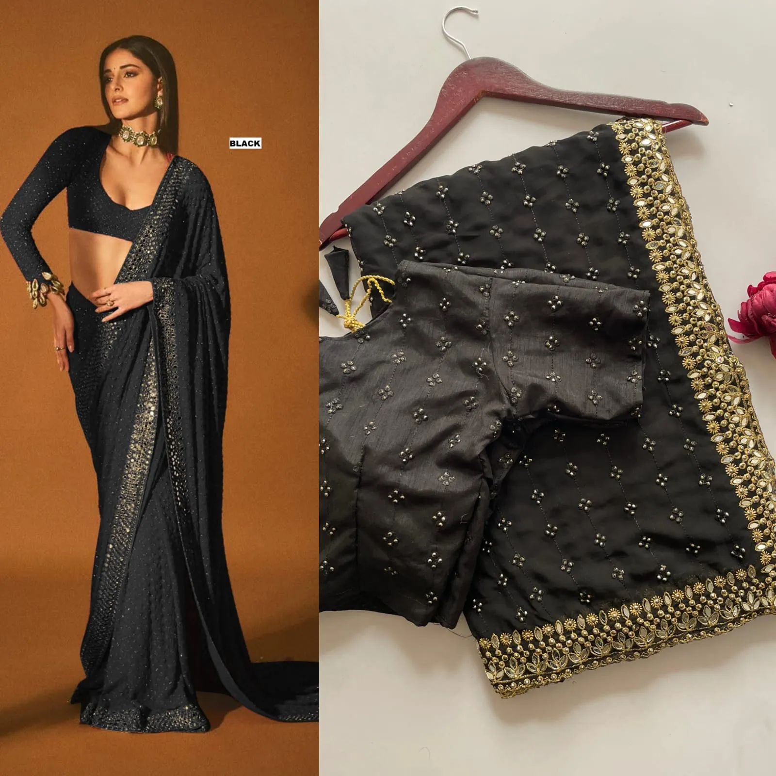 Buy Bollywood Style Border Saree - Image 8