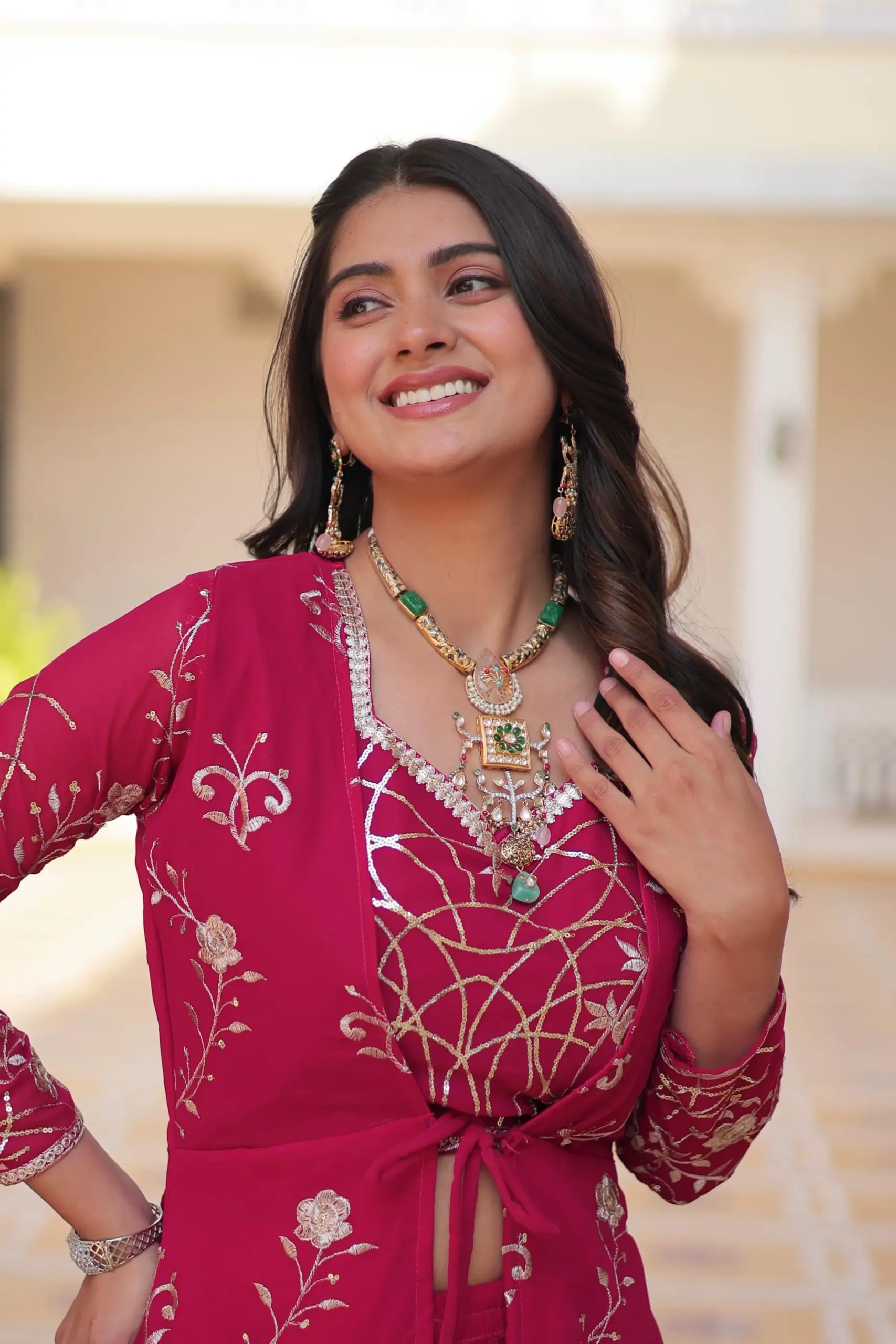 Buy Fancy Indo Western with Shrug - Image 2