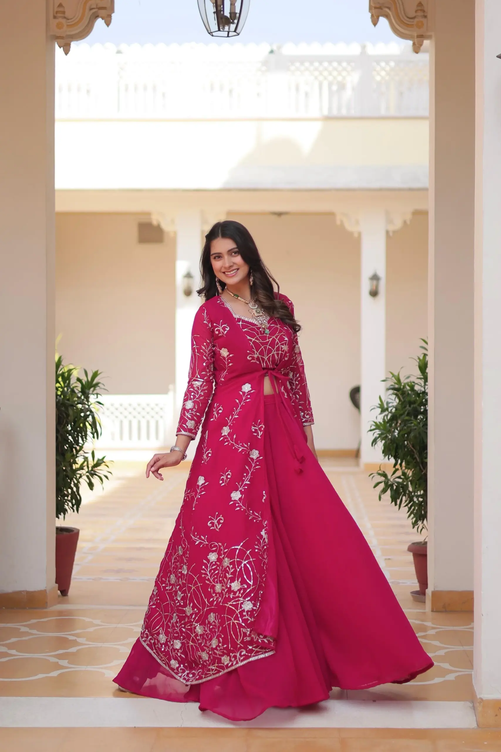 Buy Fancy Indo Western with Shrug - Image 3