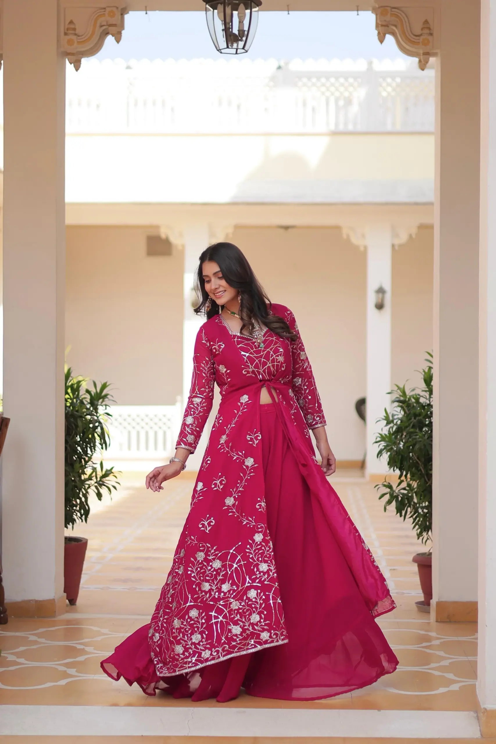 Buy Fancy Indo Western with Shrug - Image 5