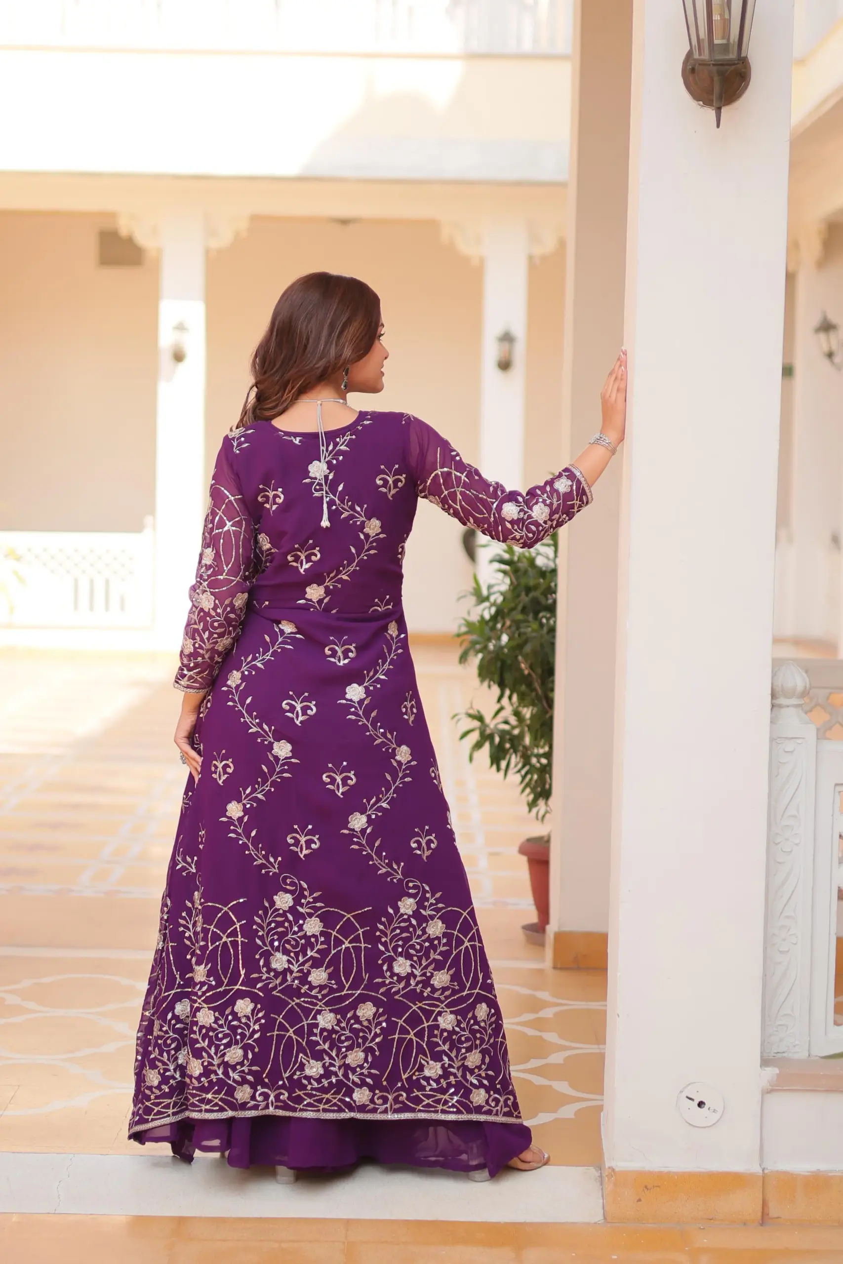 Buy Fancy Indo Western with Shrug - Image 6