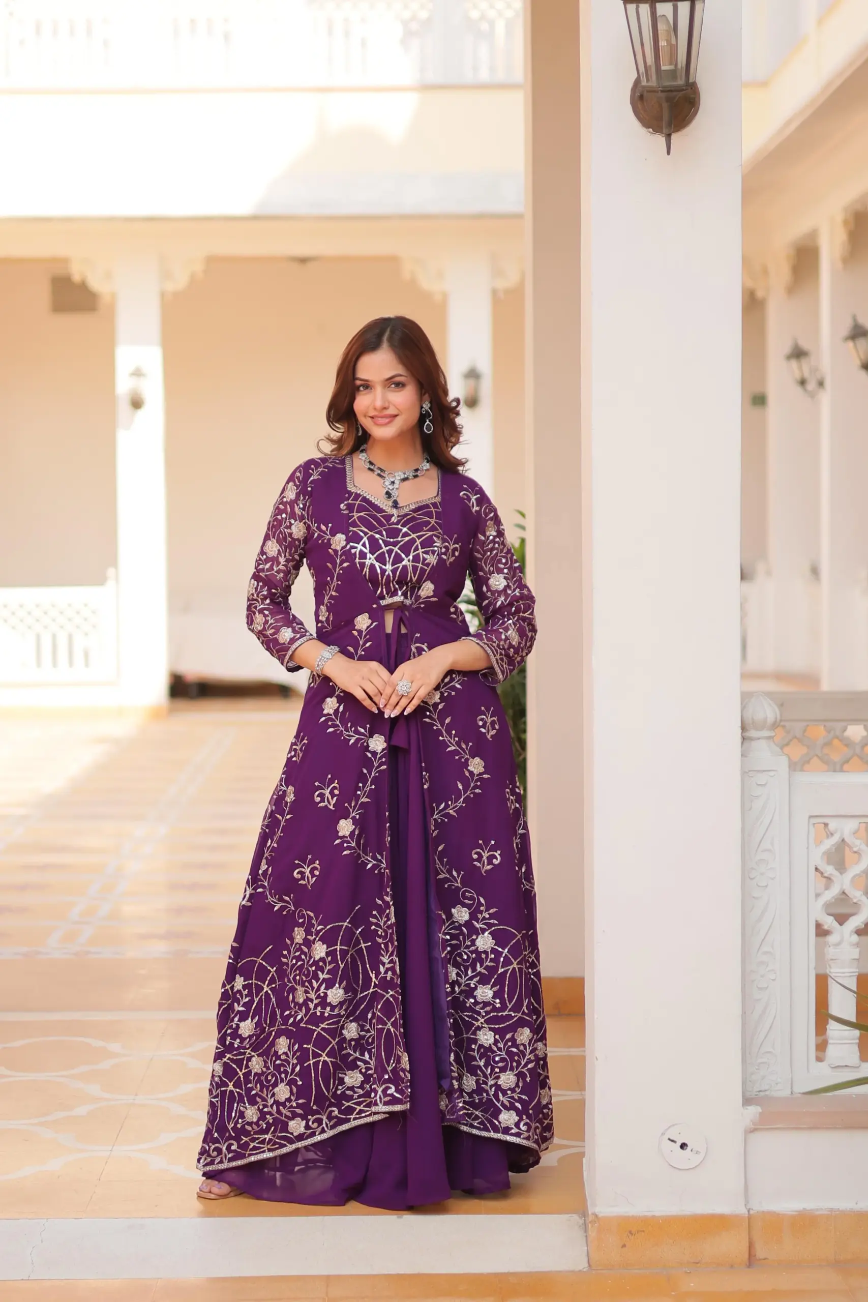 Buy Fancy Indo Western with Shrug - Image 7