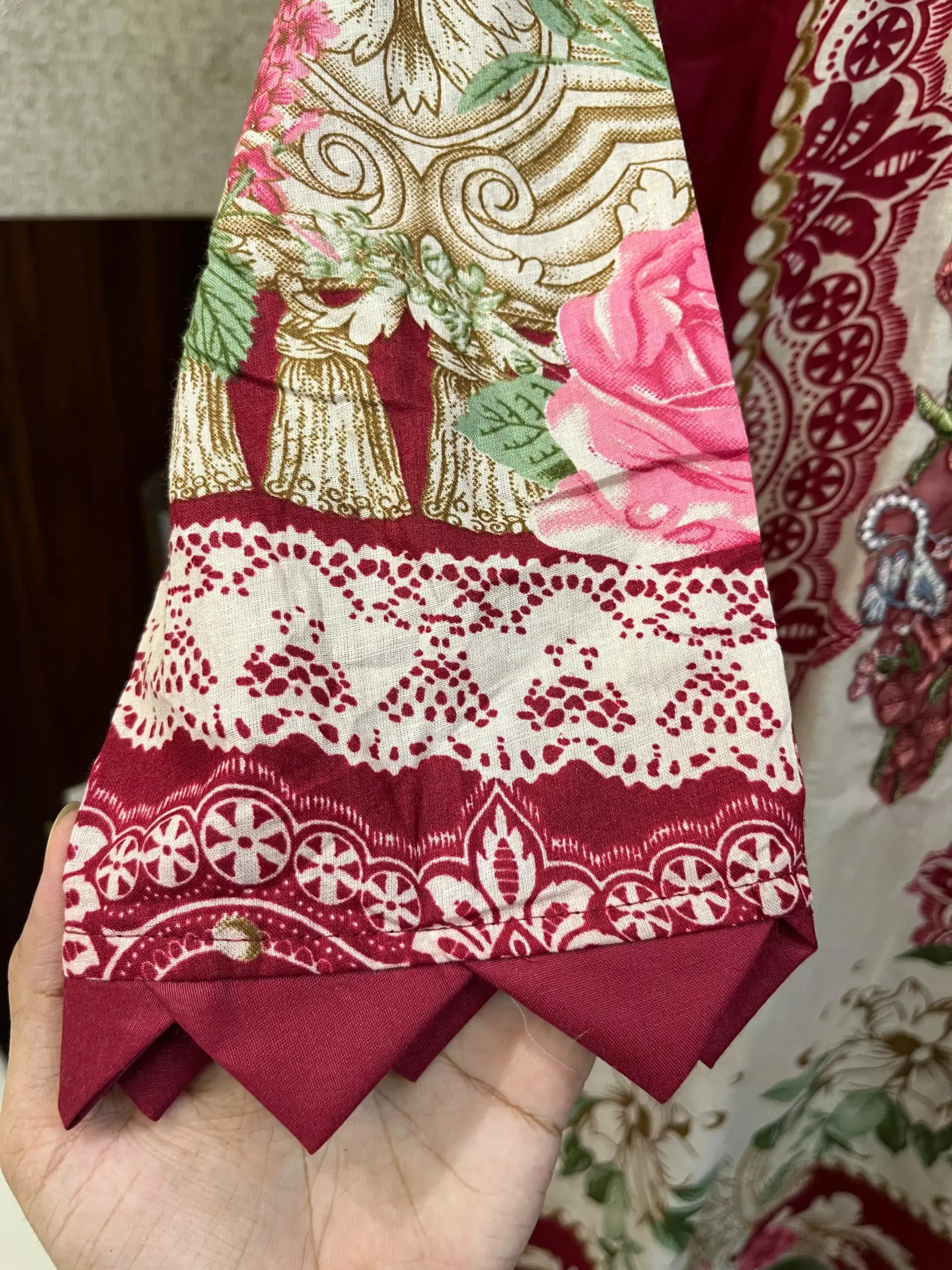 Cherry Red Patch work Pakistani Suit - Image 2