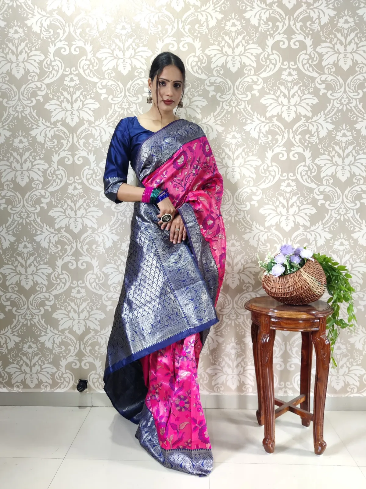 Diwali Festival Readymade Banarasi Saree - Image 4
