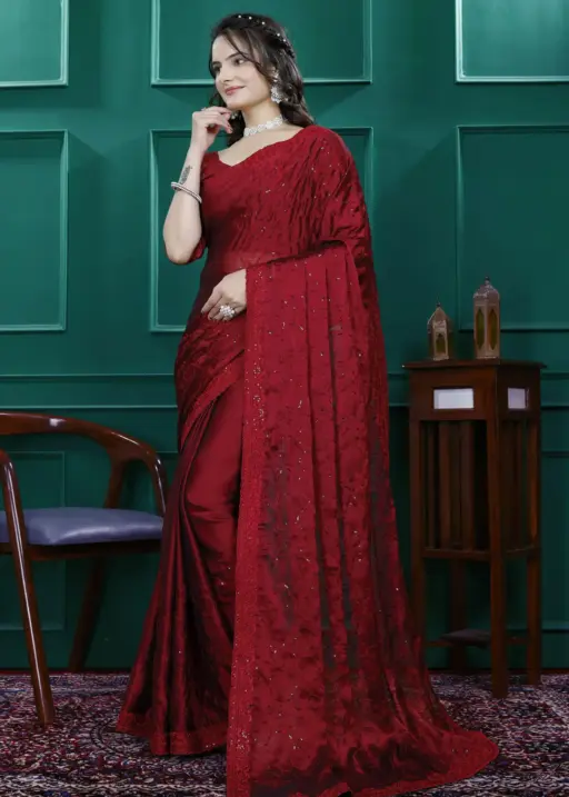 Diwali Wear Ready to Wear Saree with Heavy Embroidery