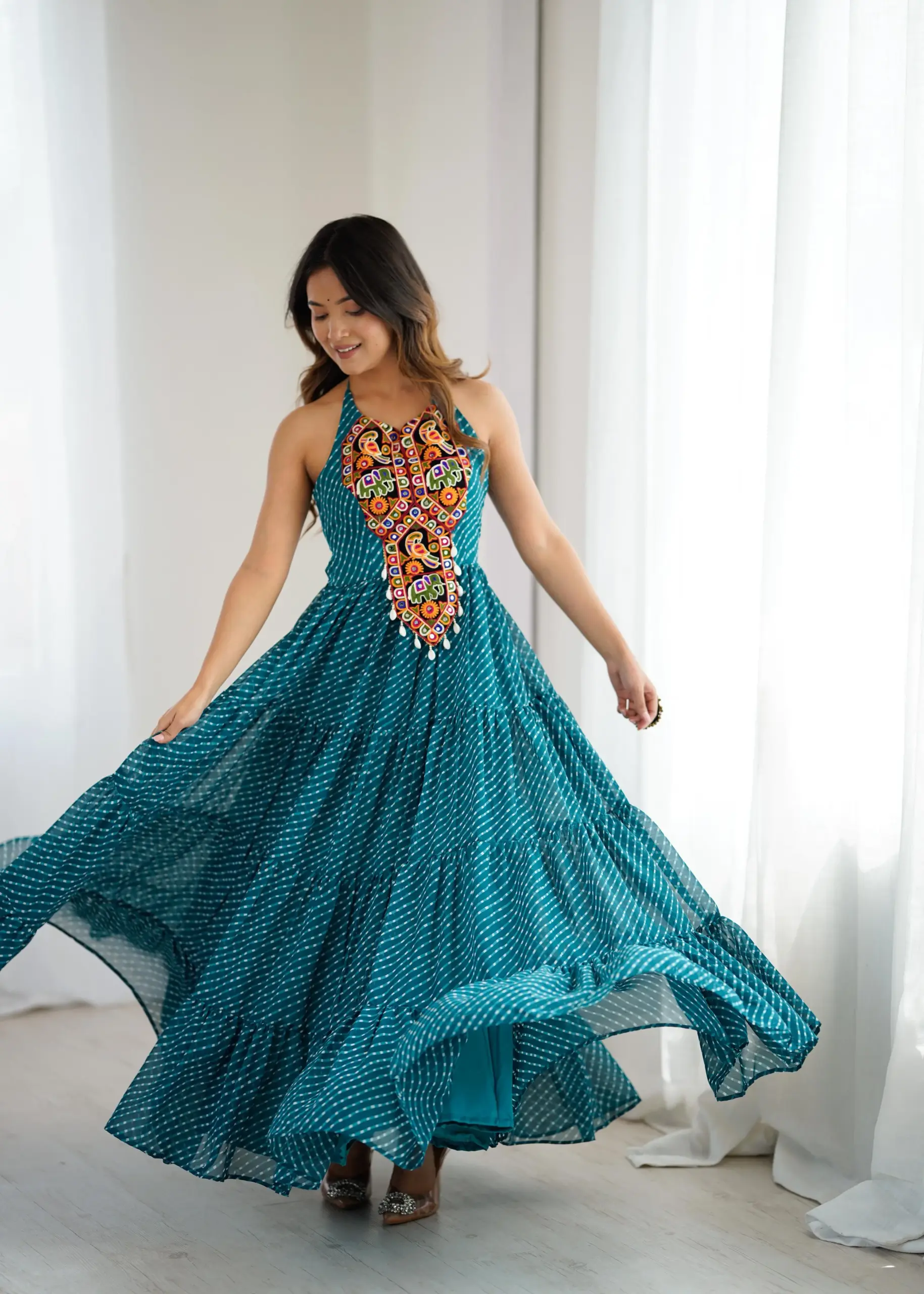 Fancy Deep Neck Navratri Gown