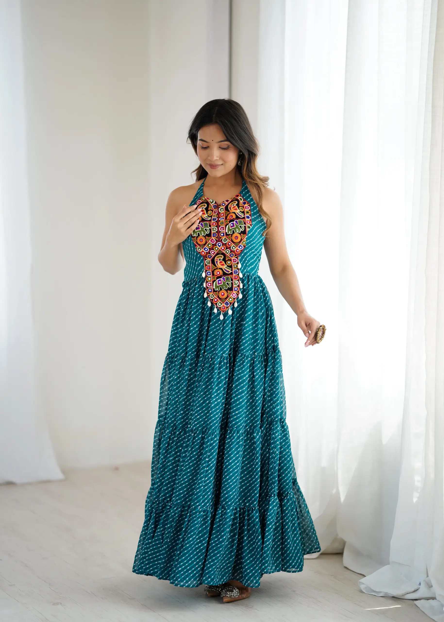 Fancy Deep Neck Navratri Gown - Image 2