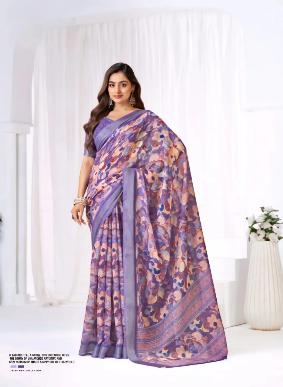 Festive Linen Saree - Image 3