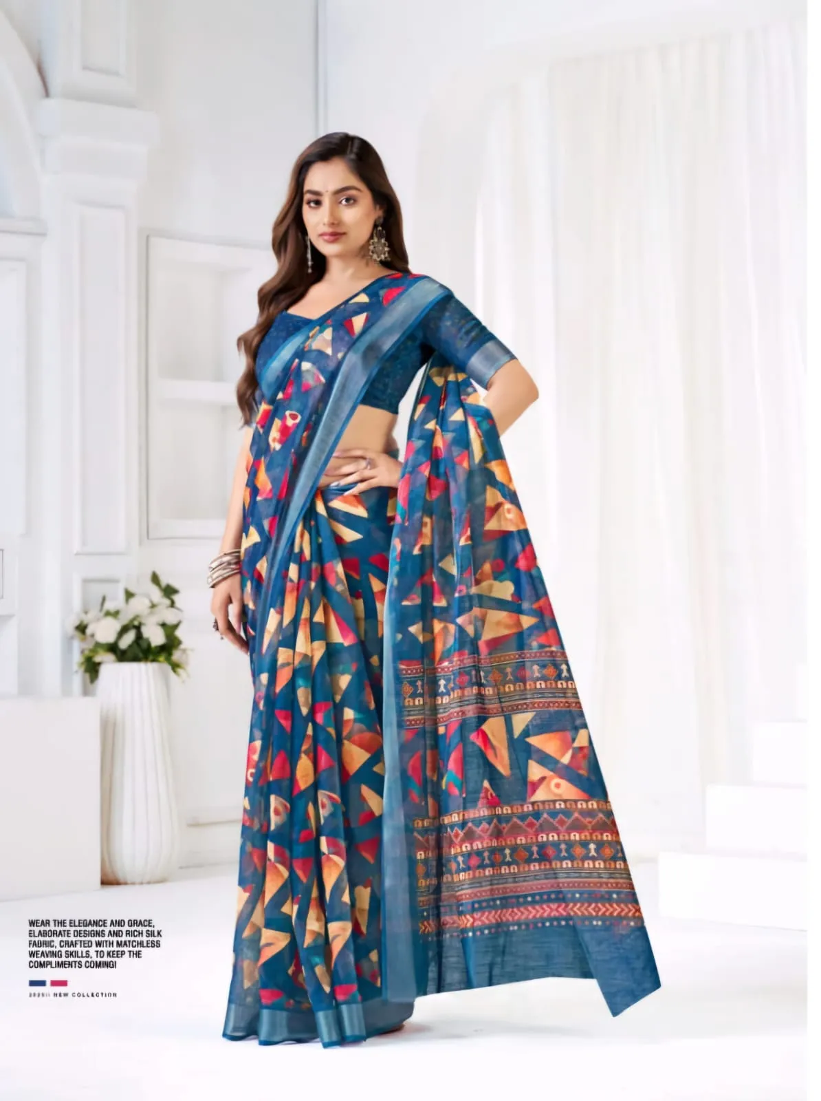 Festive Linen Saree - Image 4