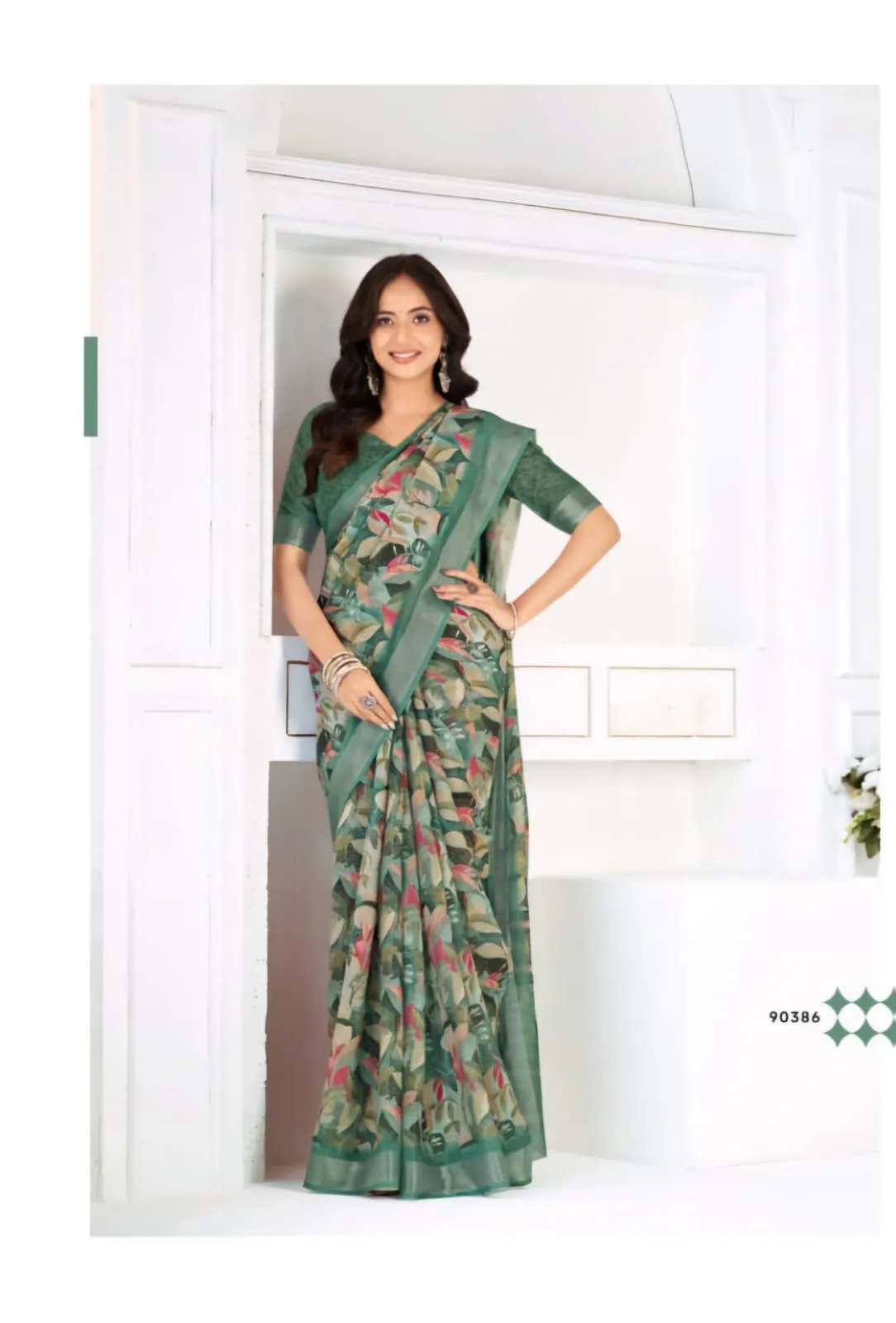 Festive Linen Saree - Image 9