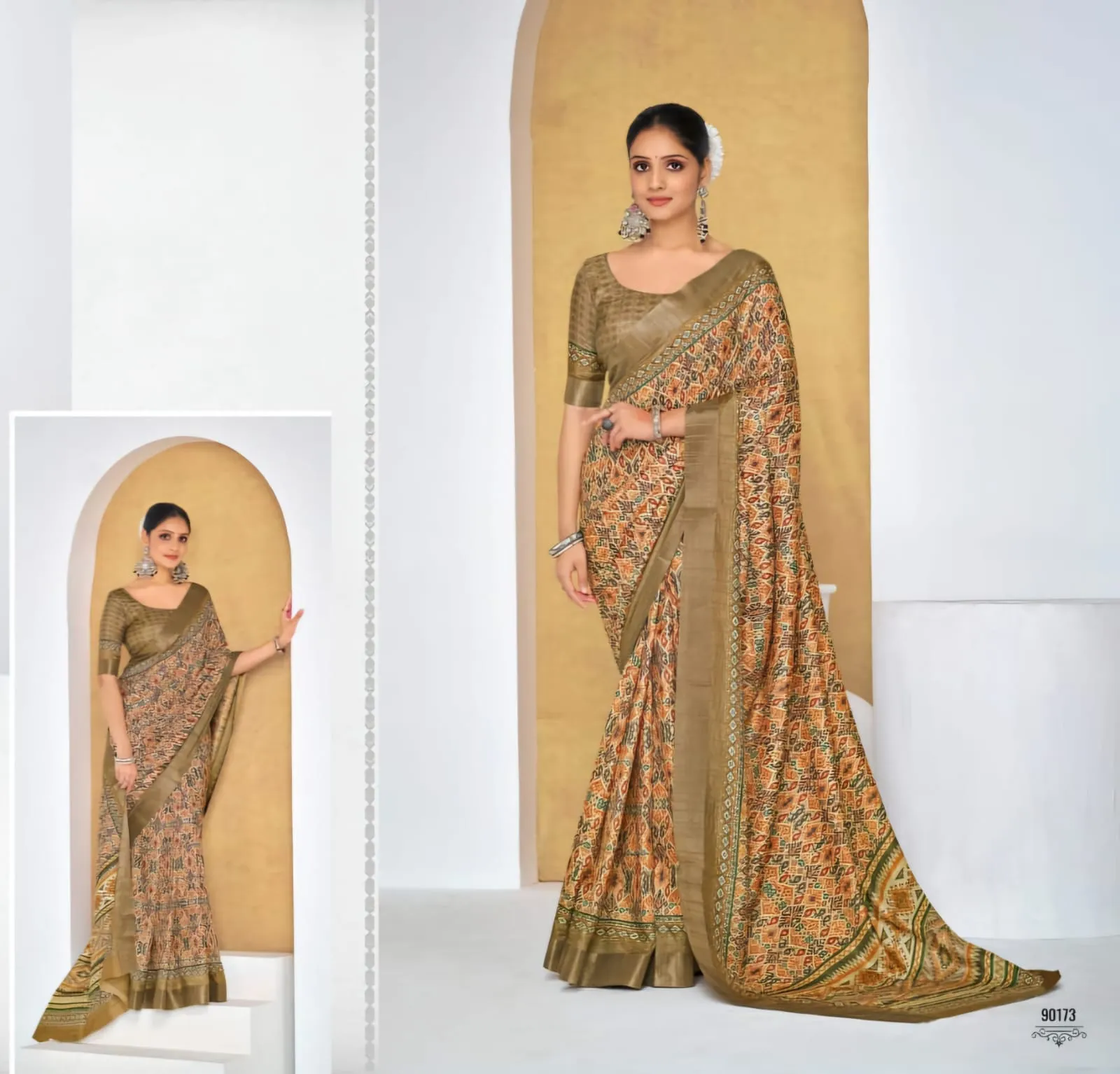 Festive Wear Printed Silk Sarees - Image 2
