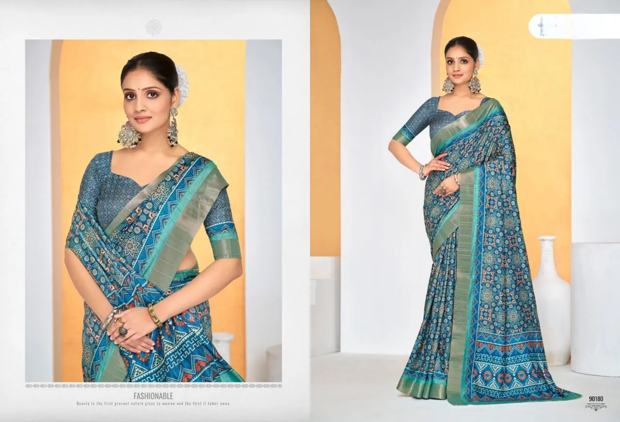 Festive Wear Printed Silk Sarees - Image 3