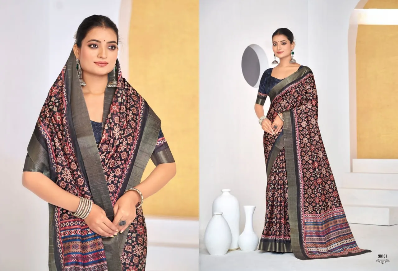 Festive Wear Printed Silk Sarees - Image 4