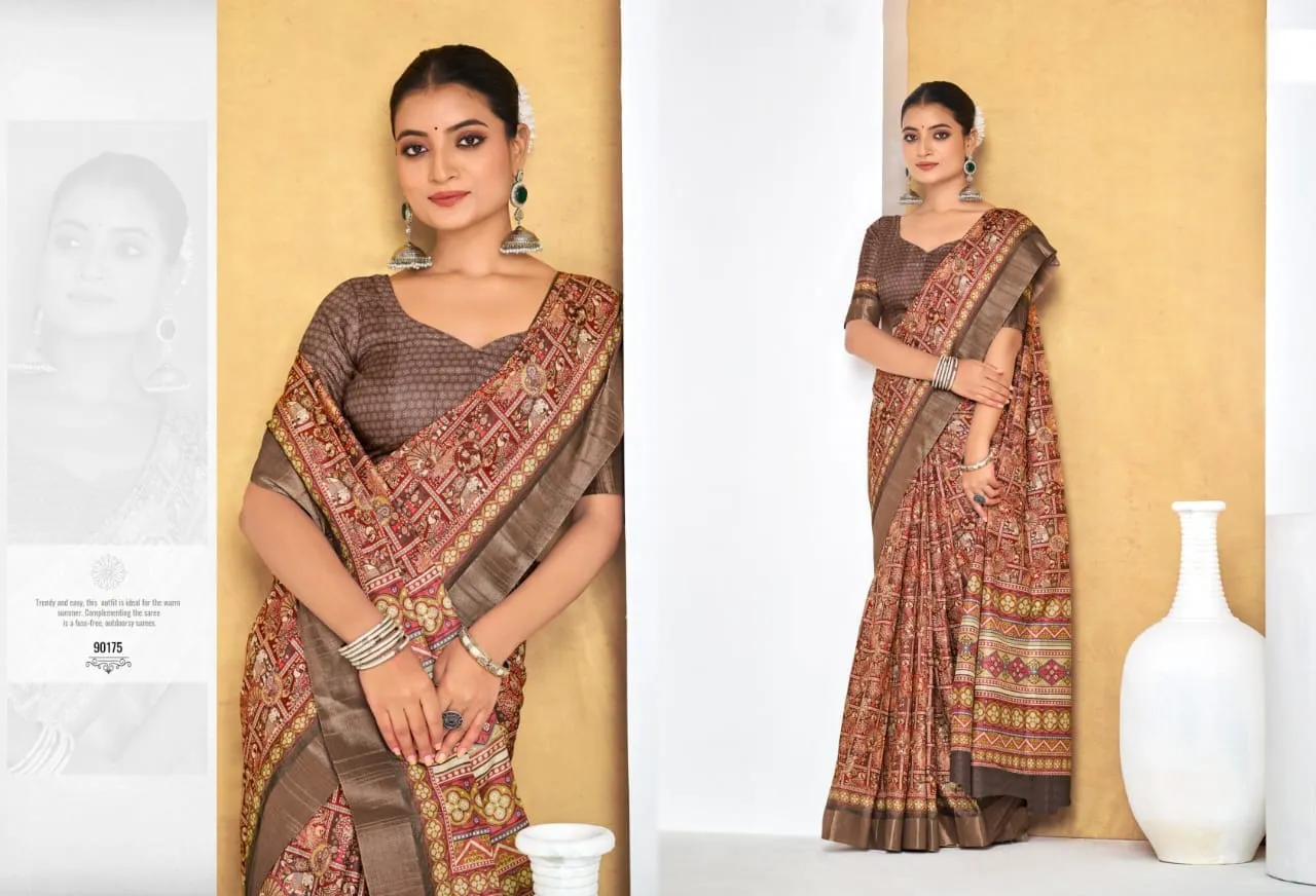 Festive Wear Printed Silk Sarees - Image 5