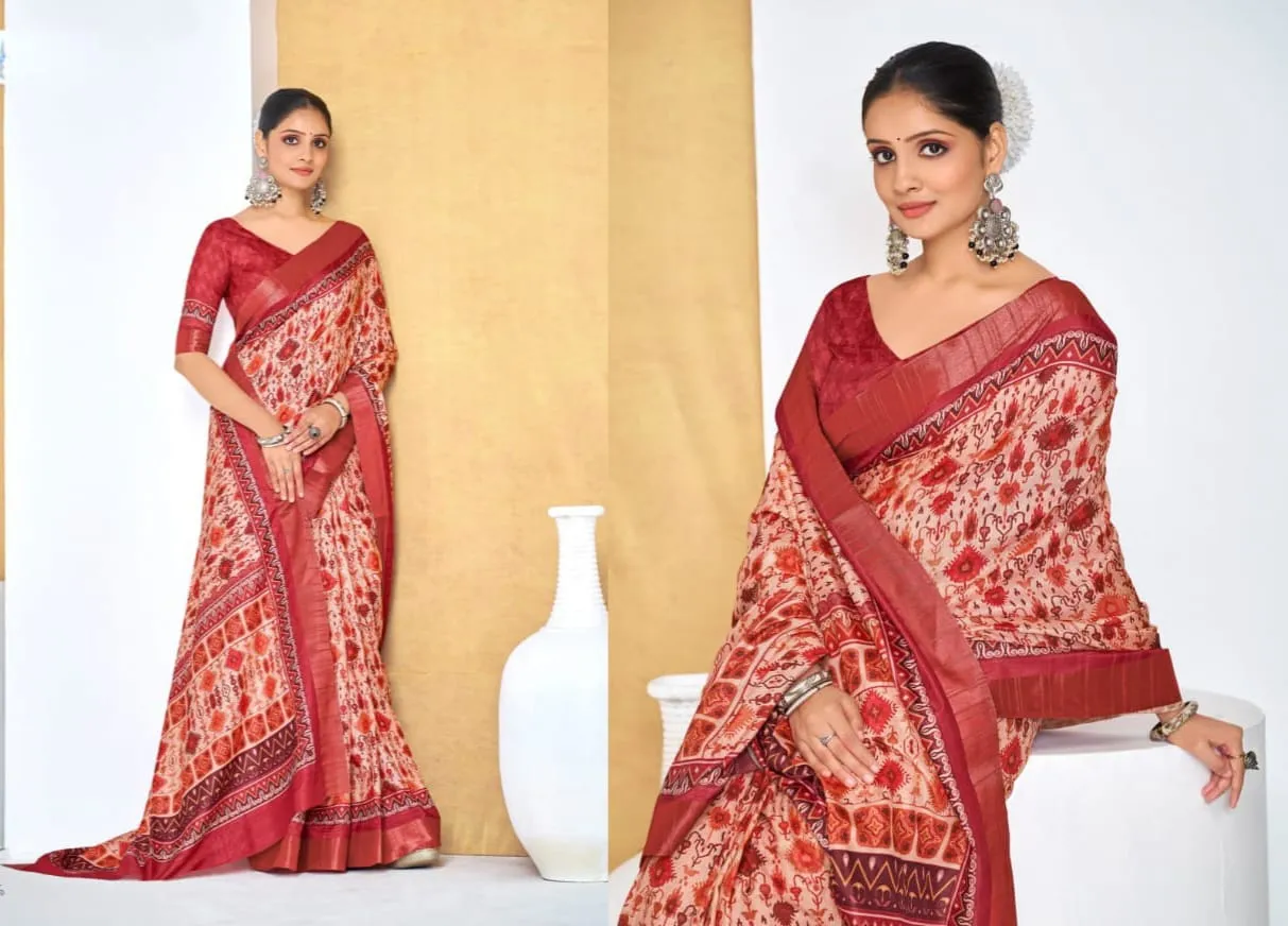 Festive Wear Printed Silk Sarees - Image 6