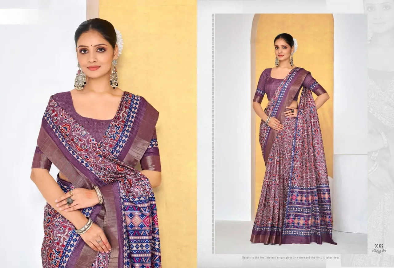 Festive Wear Printed Silk Sarees - Image 9