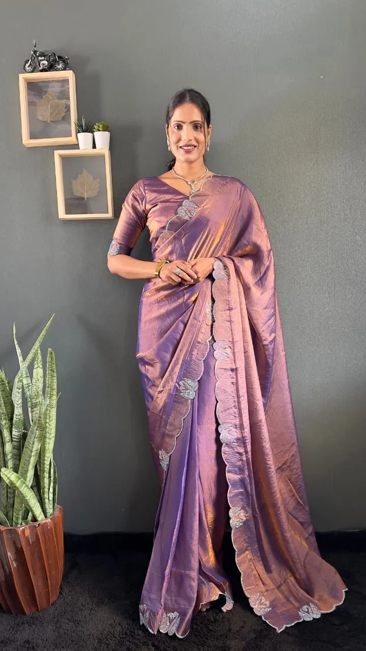 Festive Wear Readymade Saree with Diamond work