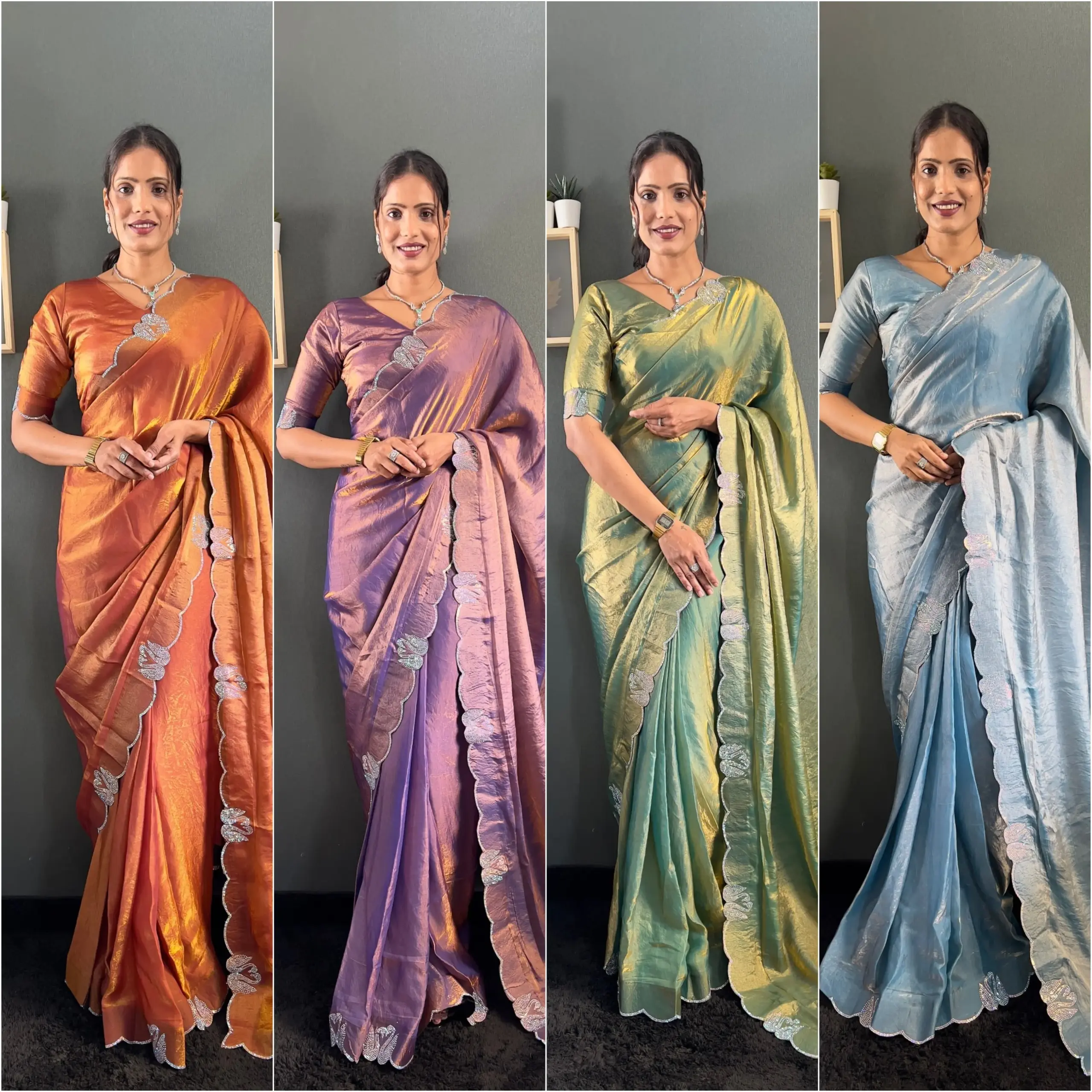 Festive Wear Readymade Saree with Diamond work - Image 10