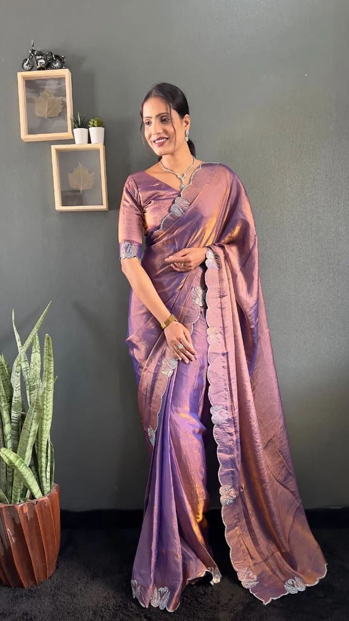 Festive Wear Readymade Saree with Diamond work - Image 11