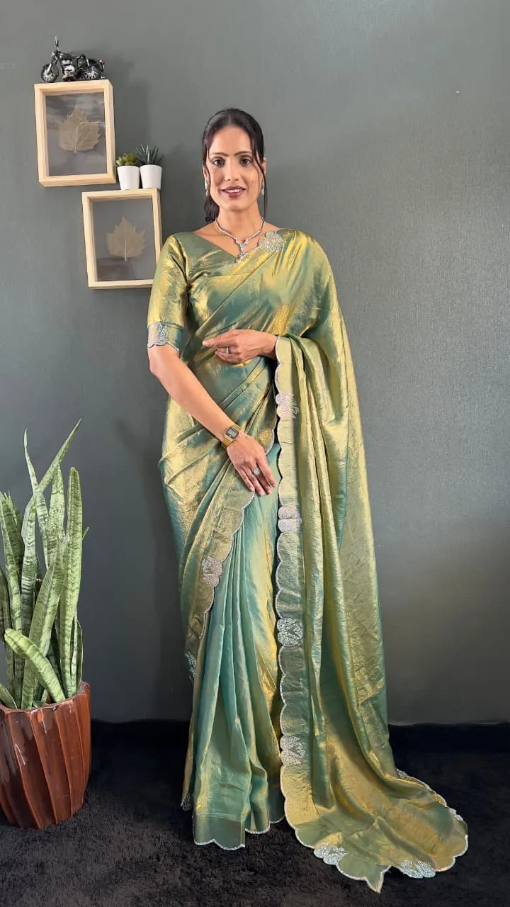 Festive Wear Readymade Saree with Diamond work - Image 3