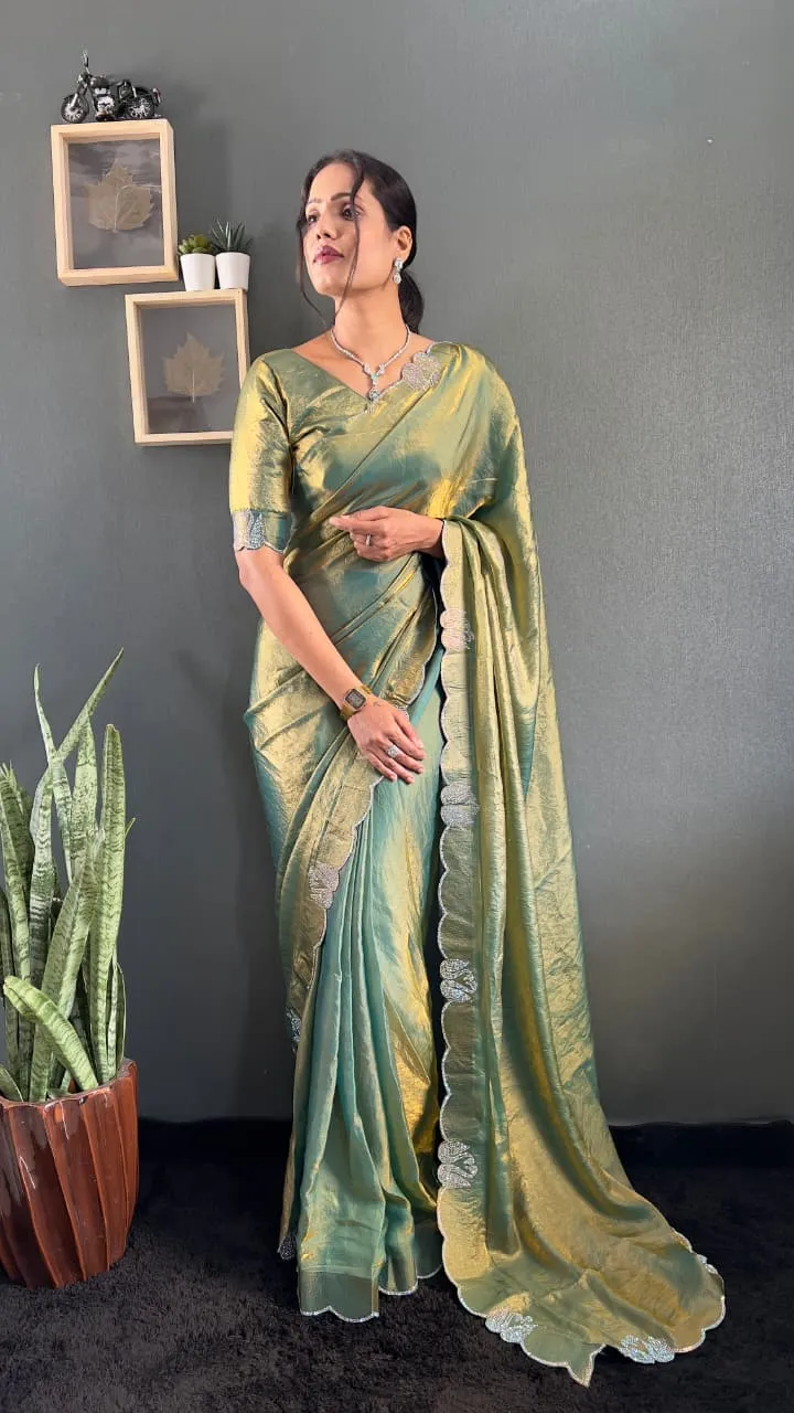 Festive Wear Readymade Saree with Diamond work - Image 6