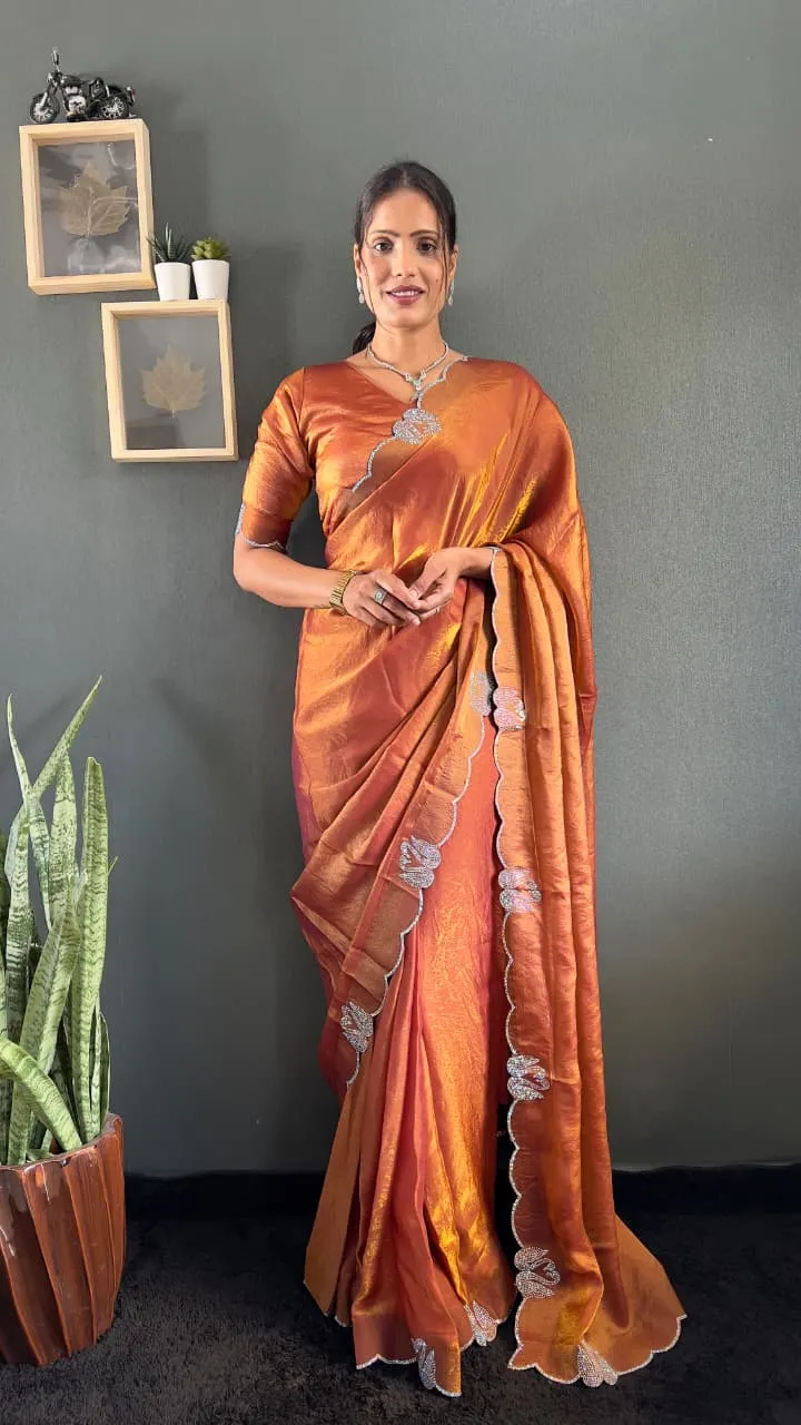Festive Wear Readymade Saree with Diamond work - Image 8