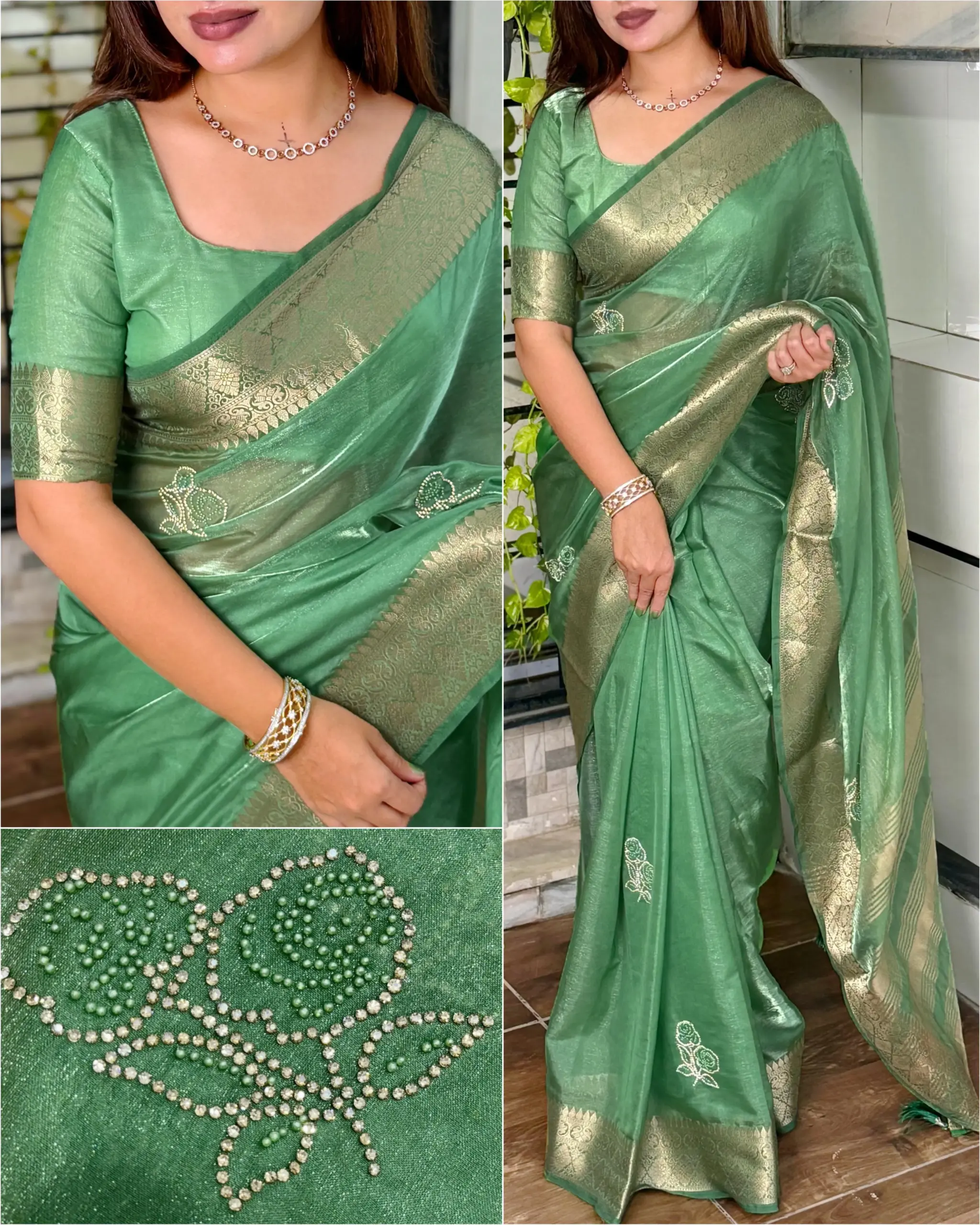 Festive Wear Savroski Work Saree - Image 3