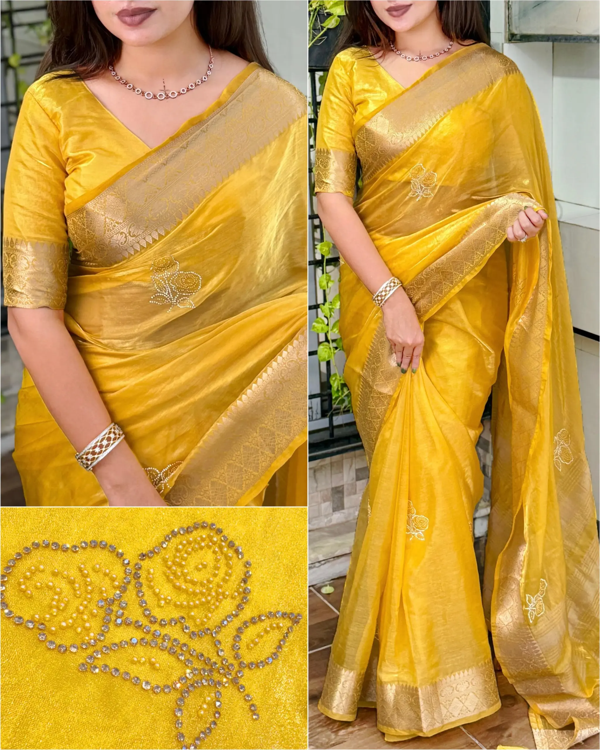 Festive Wear Savroski Work Saree - Image 7
