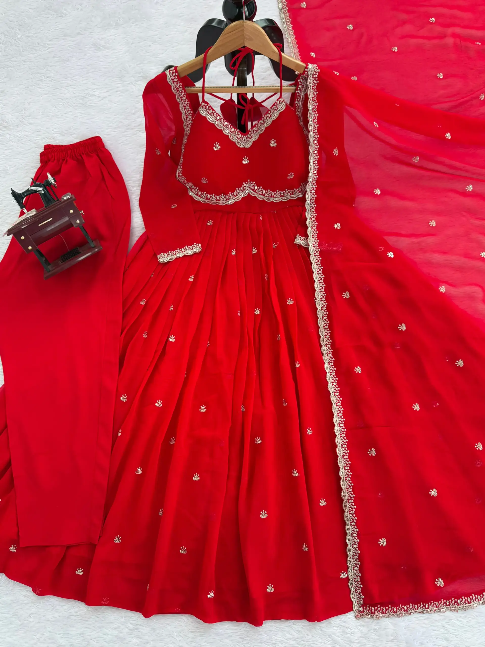 Karwa Chauth Special Red Anarkali Suit - Image 2