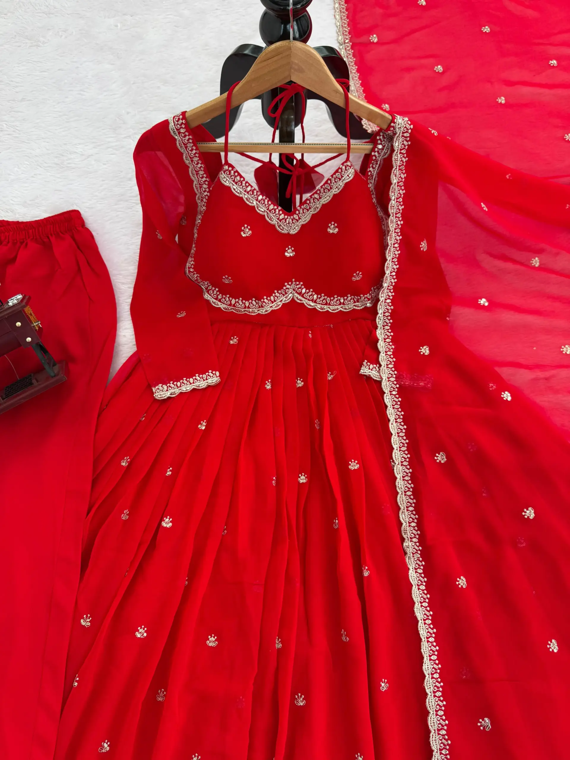 Karwa Chauth Special Red Anarkali Suit - Image 3