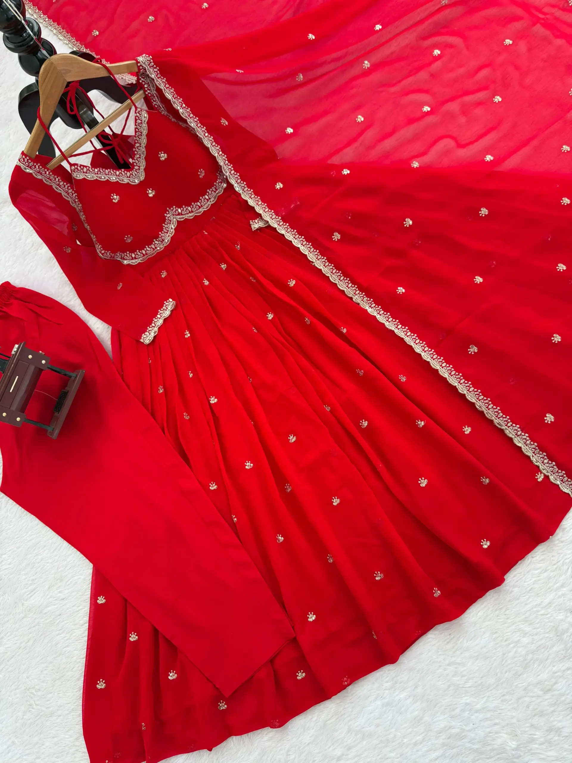 Karwa Chauth Special Red Anarkali Suit - Image 4