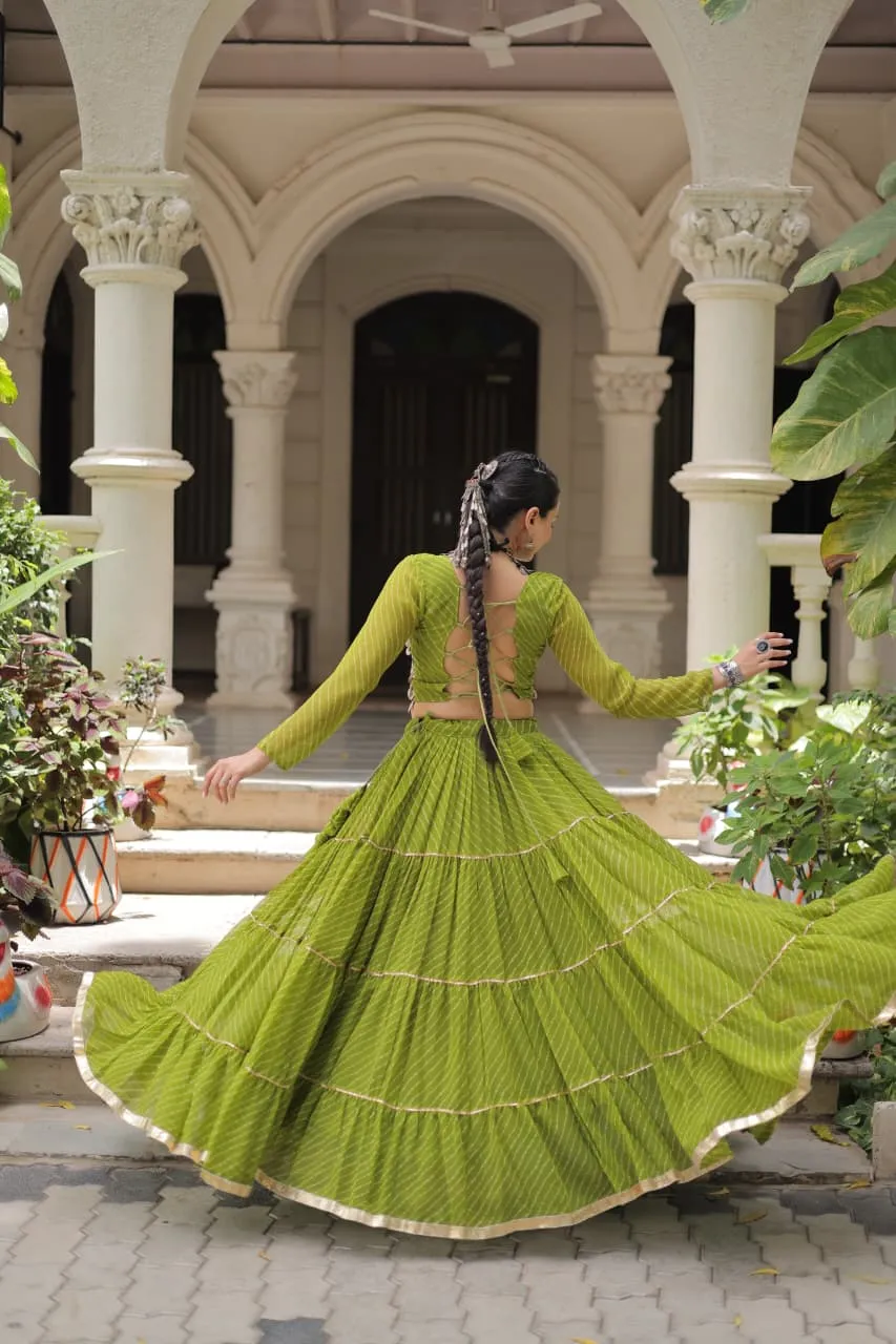 Leheriya Printed Stylish Navratri Chaniya Choli - Image 3