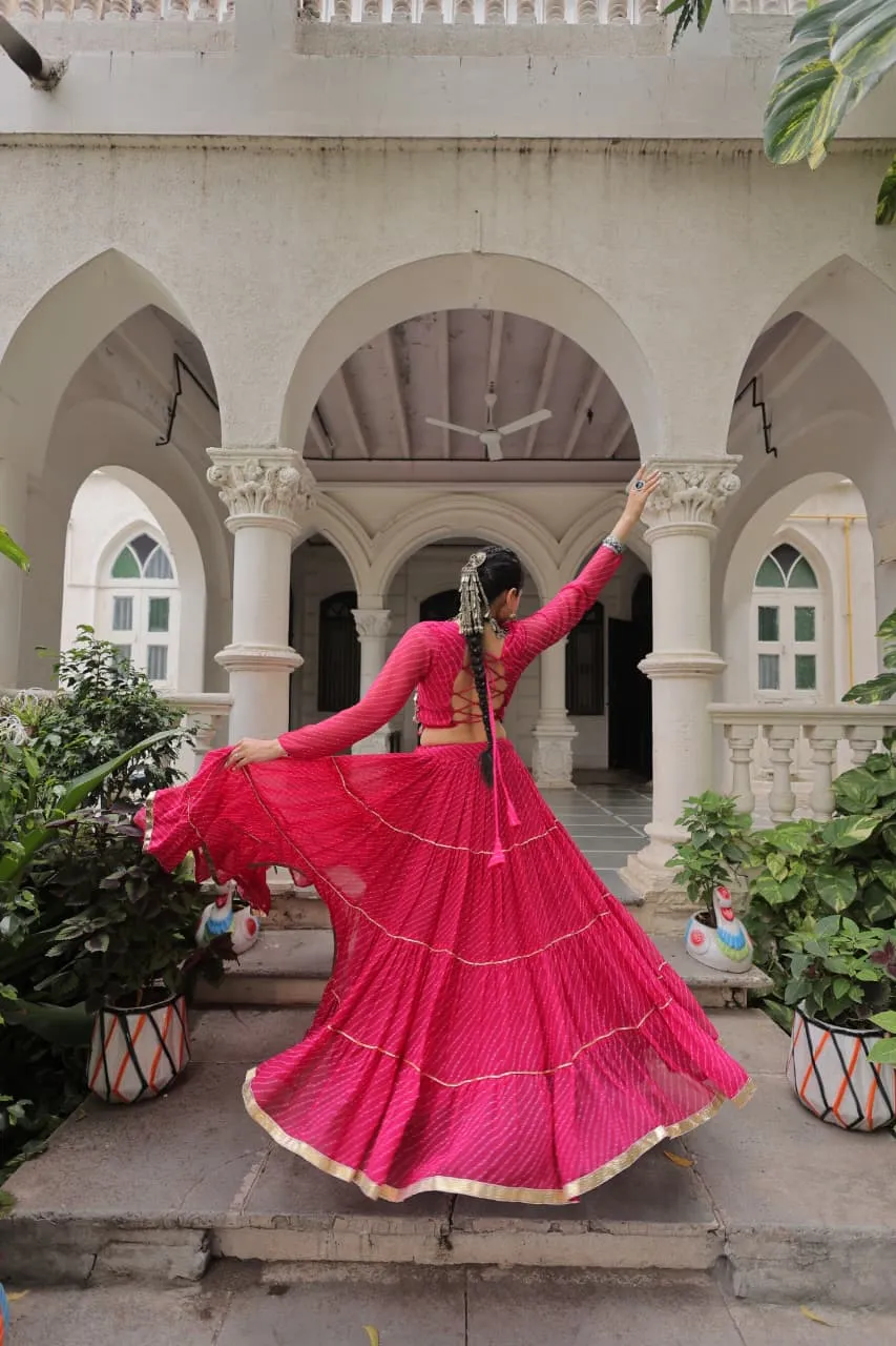 Leheriya Printed Stylish Navratri Chaniya Choli - Image 4
