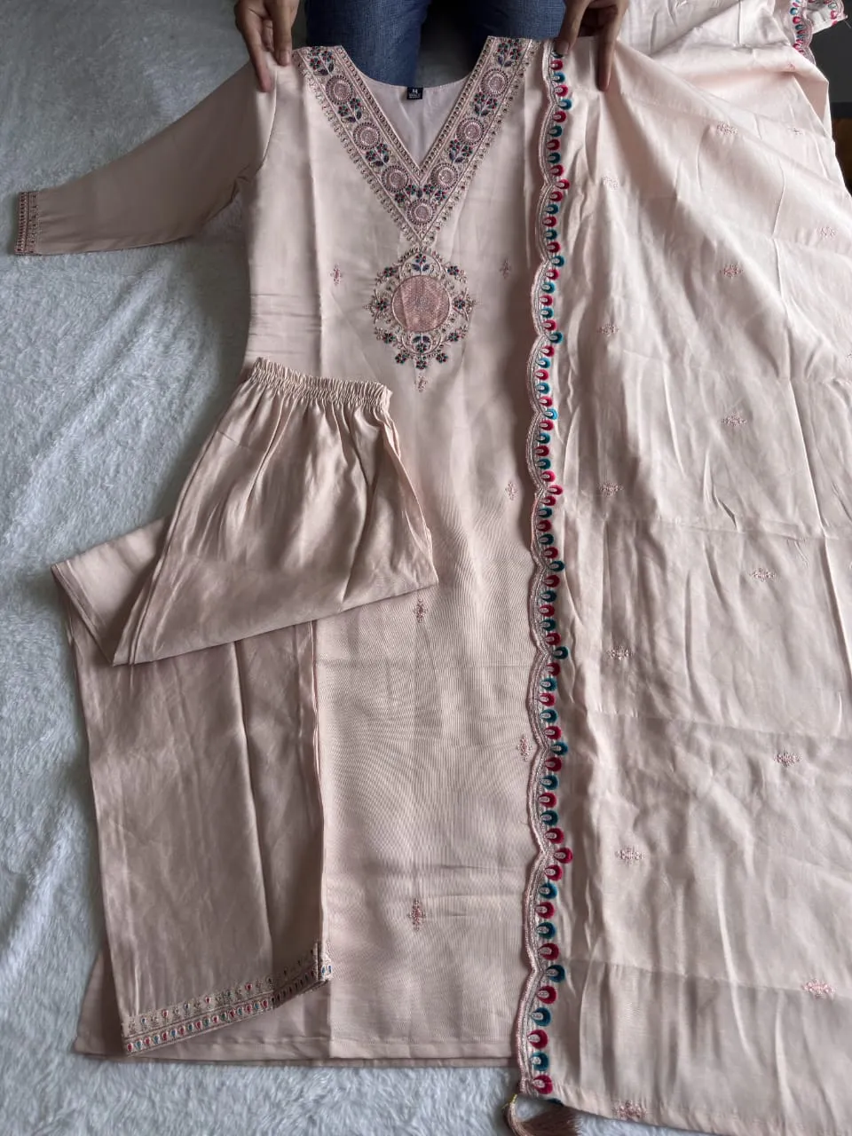 Light Peach Color 3 Piece Kurti Set - Image 2