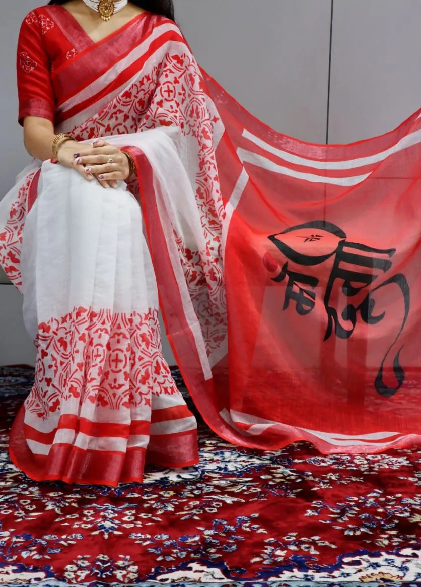 Linen Sarees For Durga Pooja 2025 Design - Image 10