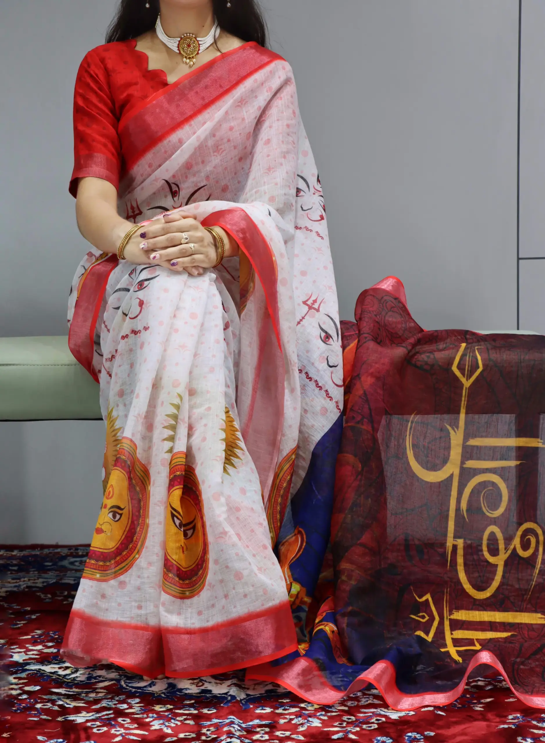 Linen Sarees For Durga Pooja 2025 Design - Image 11