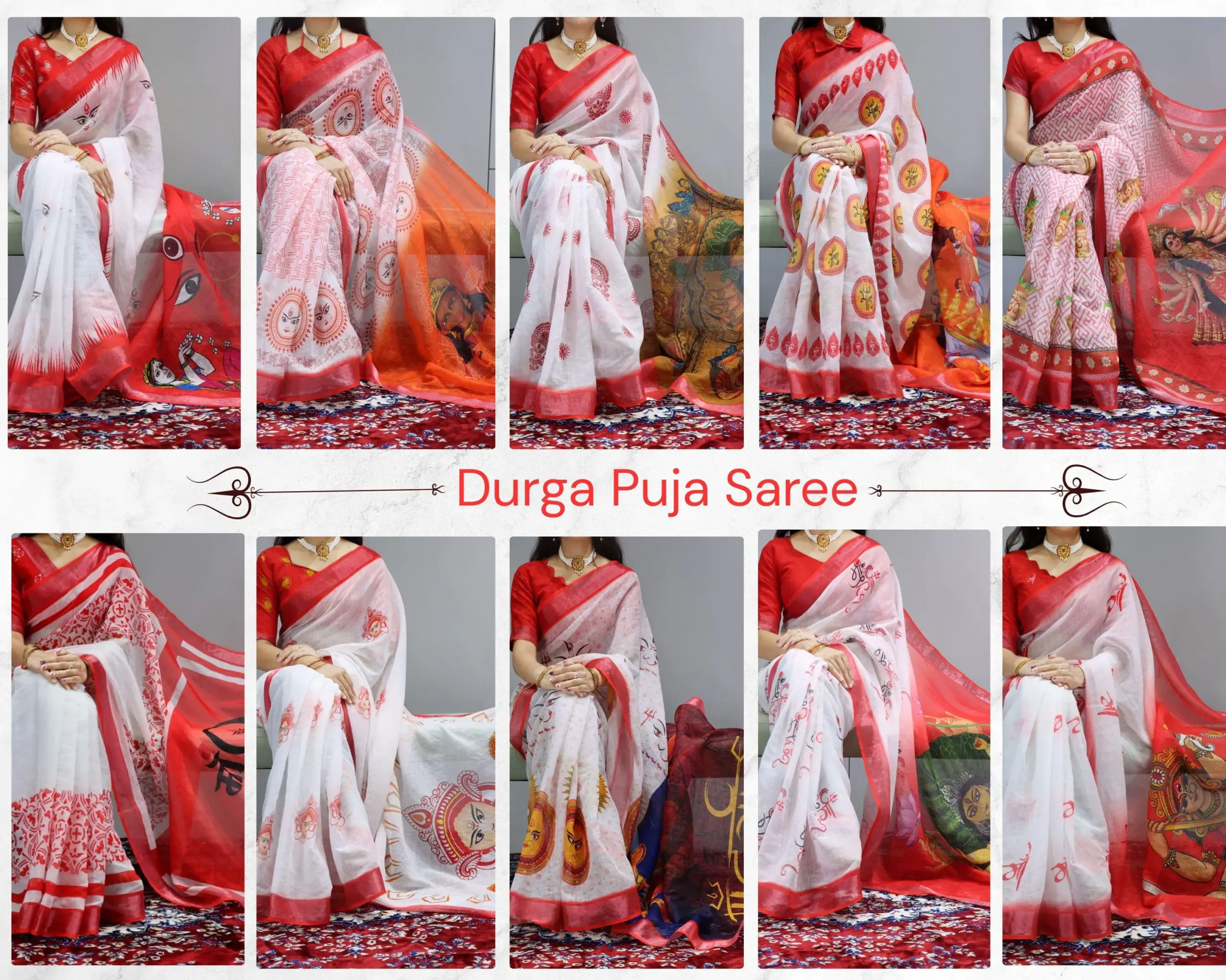 Linen Sarees For Durga Pooja 2025 Design - Image 2
