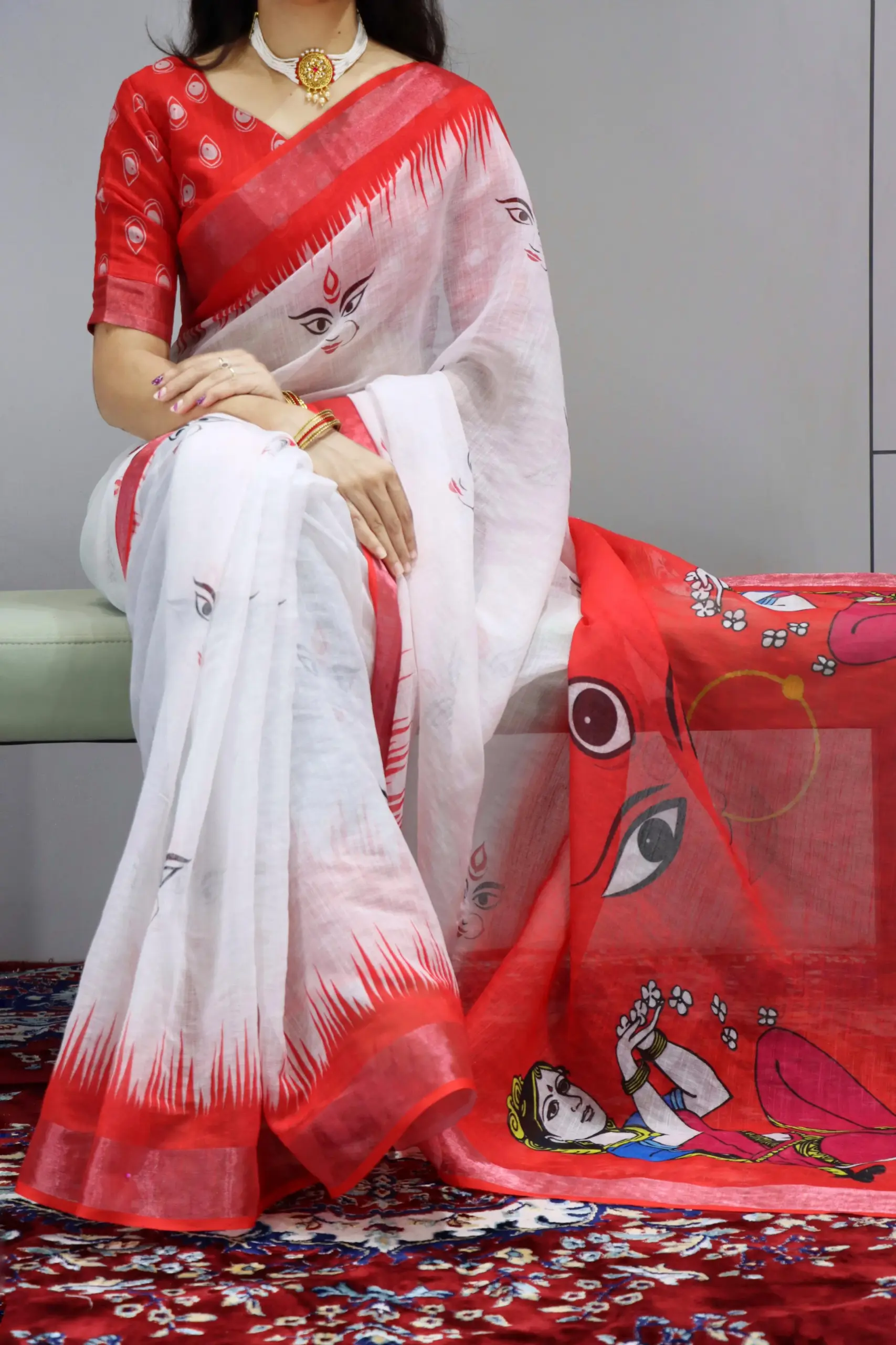 Linen Sarees For Durga Pooja 2025 Design - Image 4