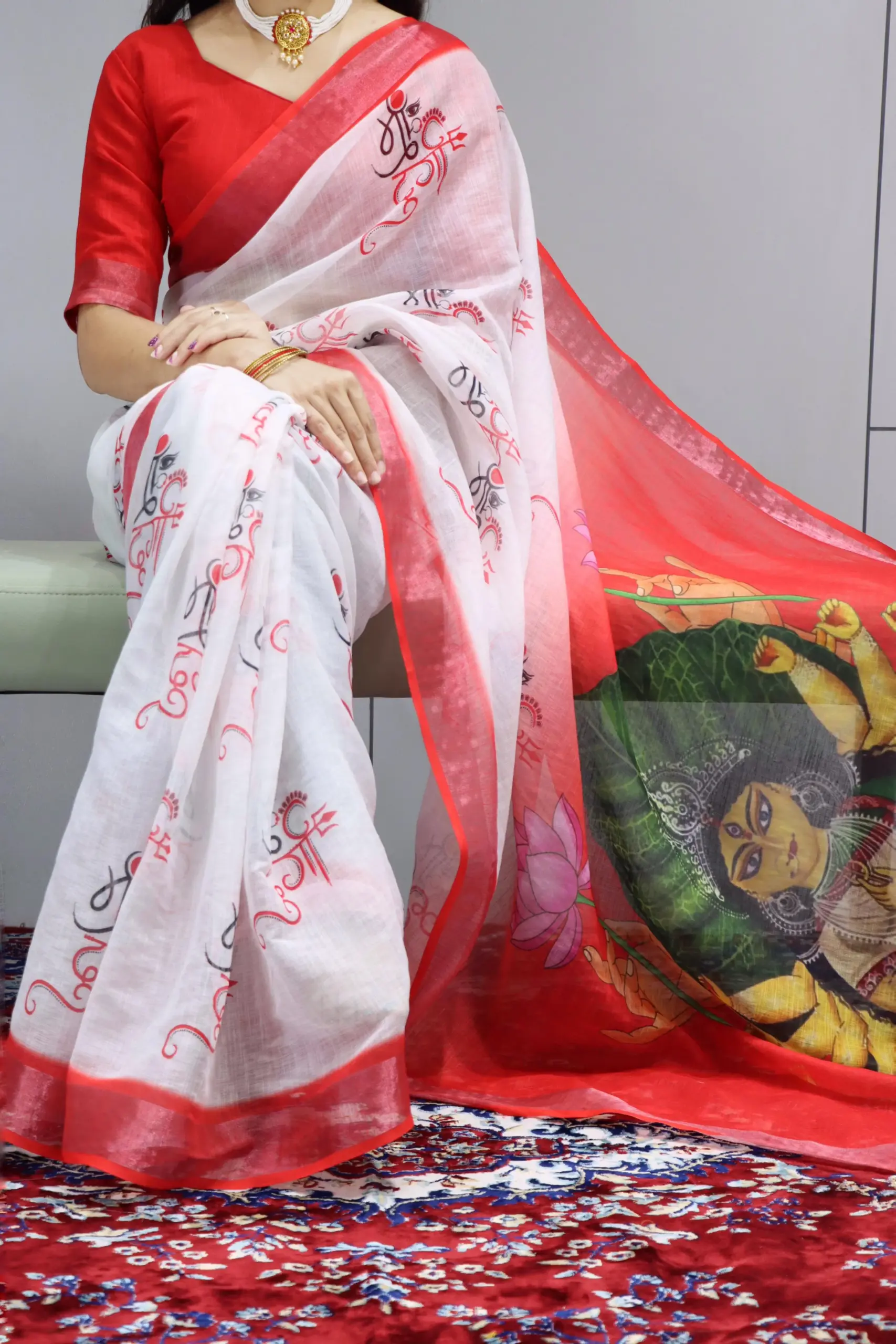 Linen Sarees For Durga Pooja 2025 Design - Image 5