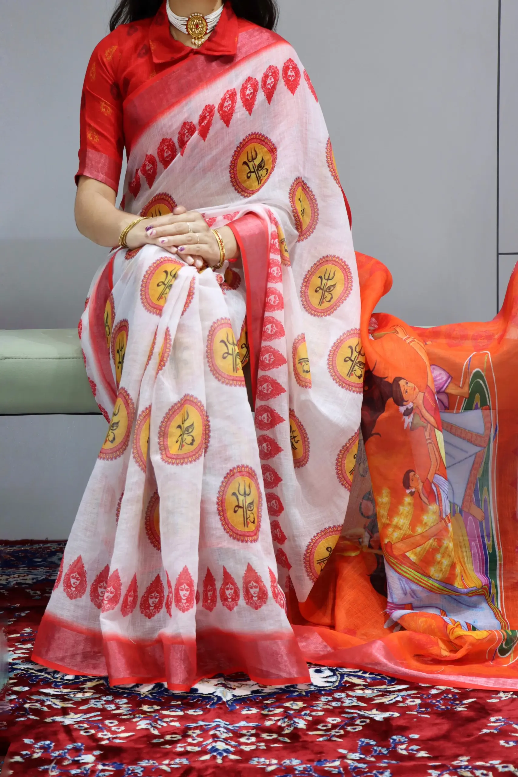 Linen Sarees For Durga Pooja 2025 Design - Image 6