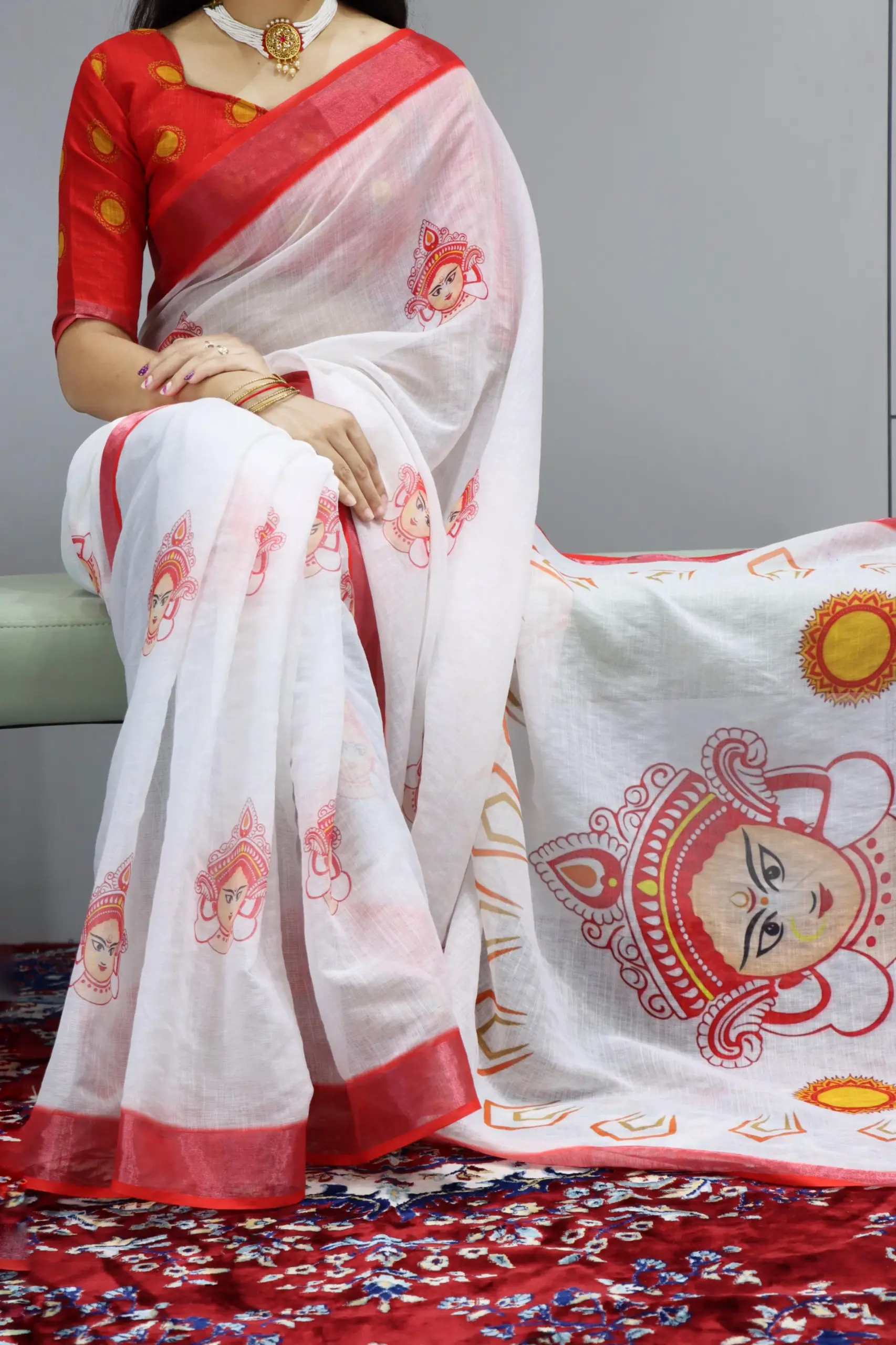 Linen Sarees For Durga Pooja 2025 Design - Image 7