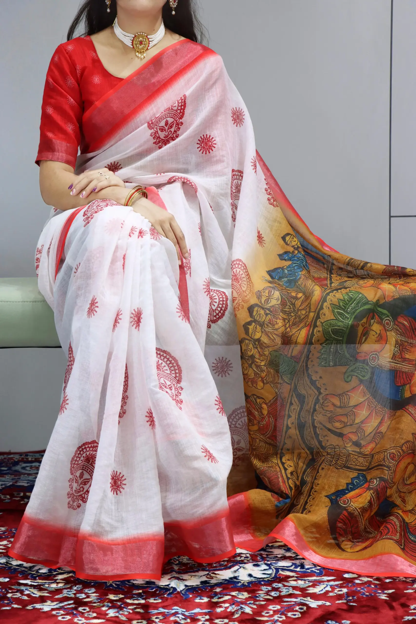 Linen Sarees For Durga Pooja 2025 Design - Image 8