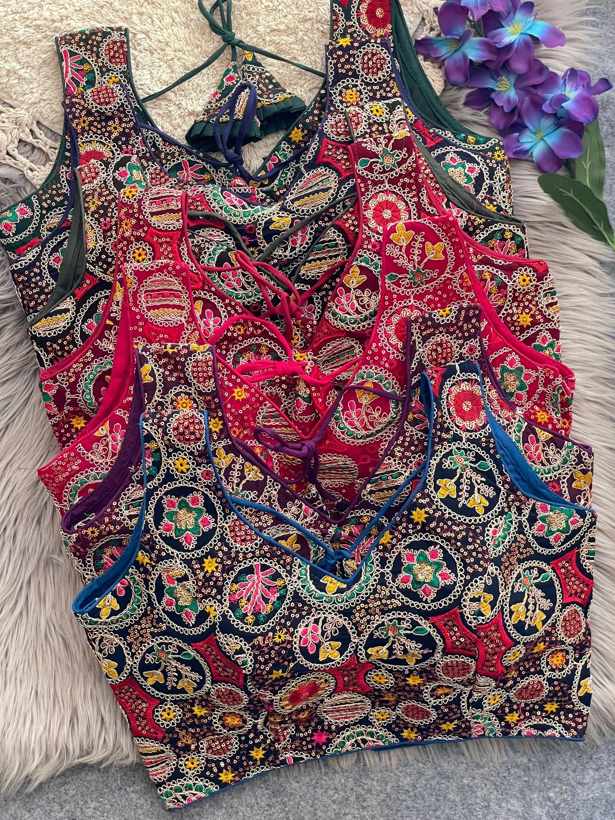 Multi Color Embroidered Wedding Wear Blouse