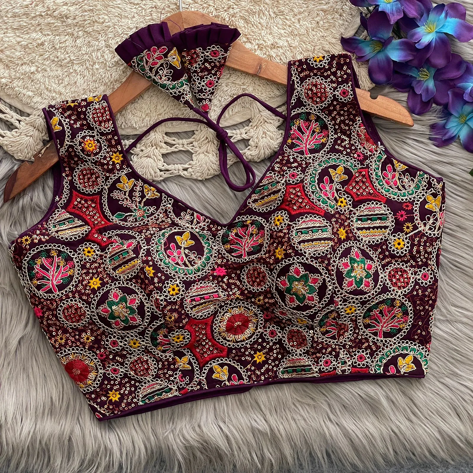 Multi Color Embroidered Wedding Wear Blouse - Image 3
