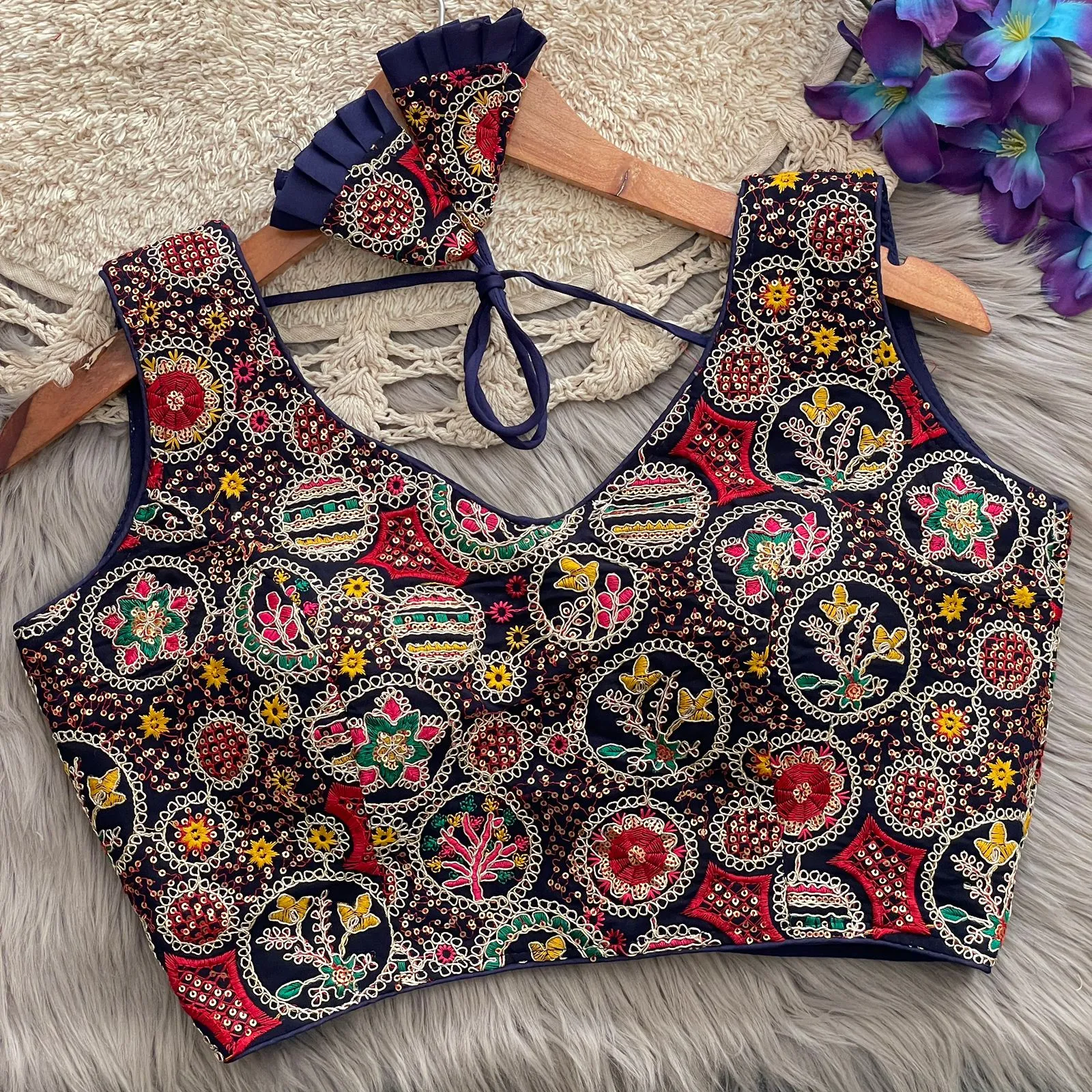 Multi Color Embroidered Wedding Wear Blouse - Image 4
