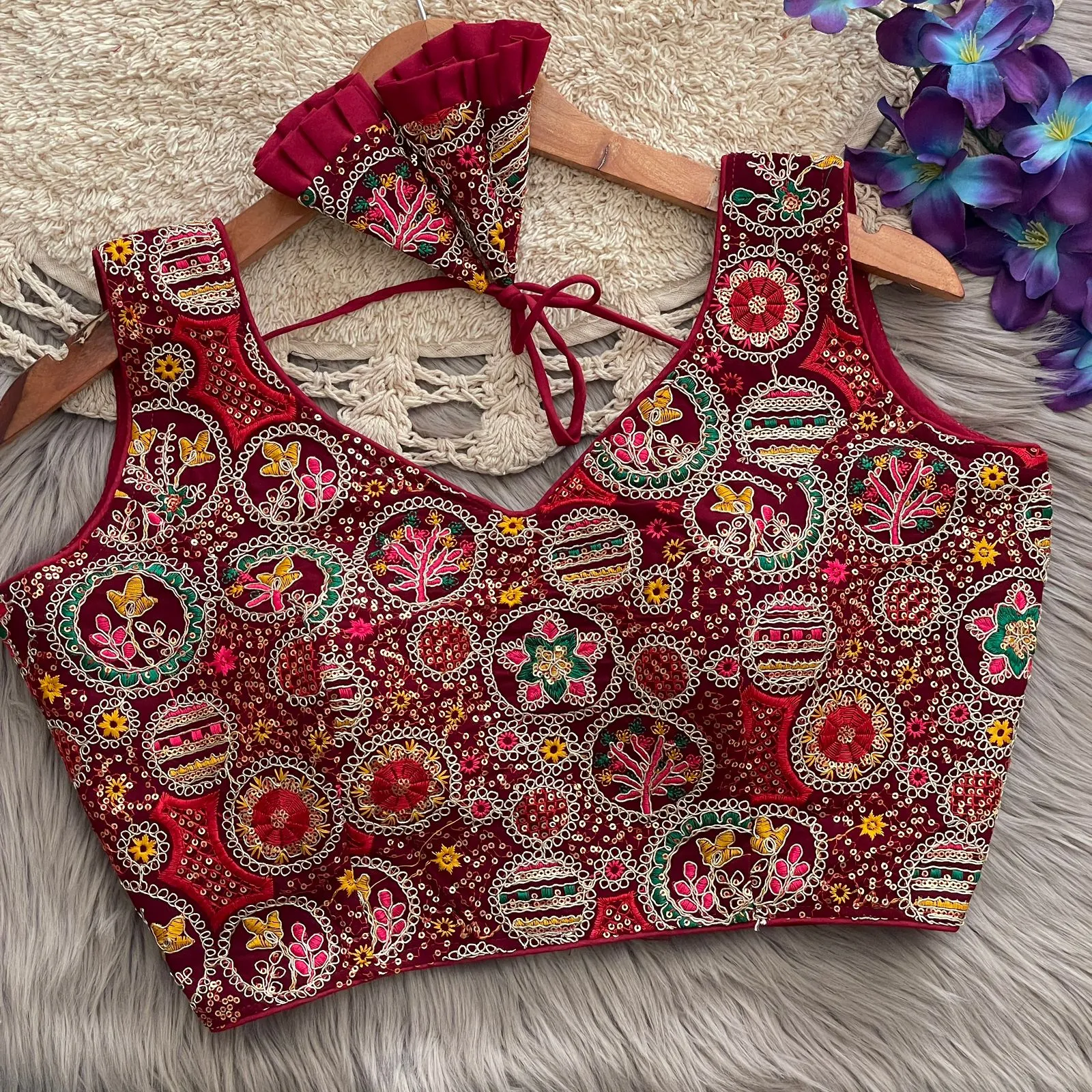 Multi Color Embroidered Wedding Wear Blouse - Image 5