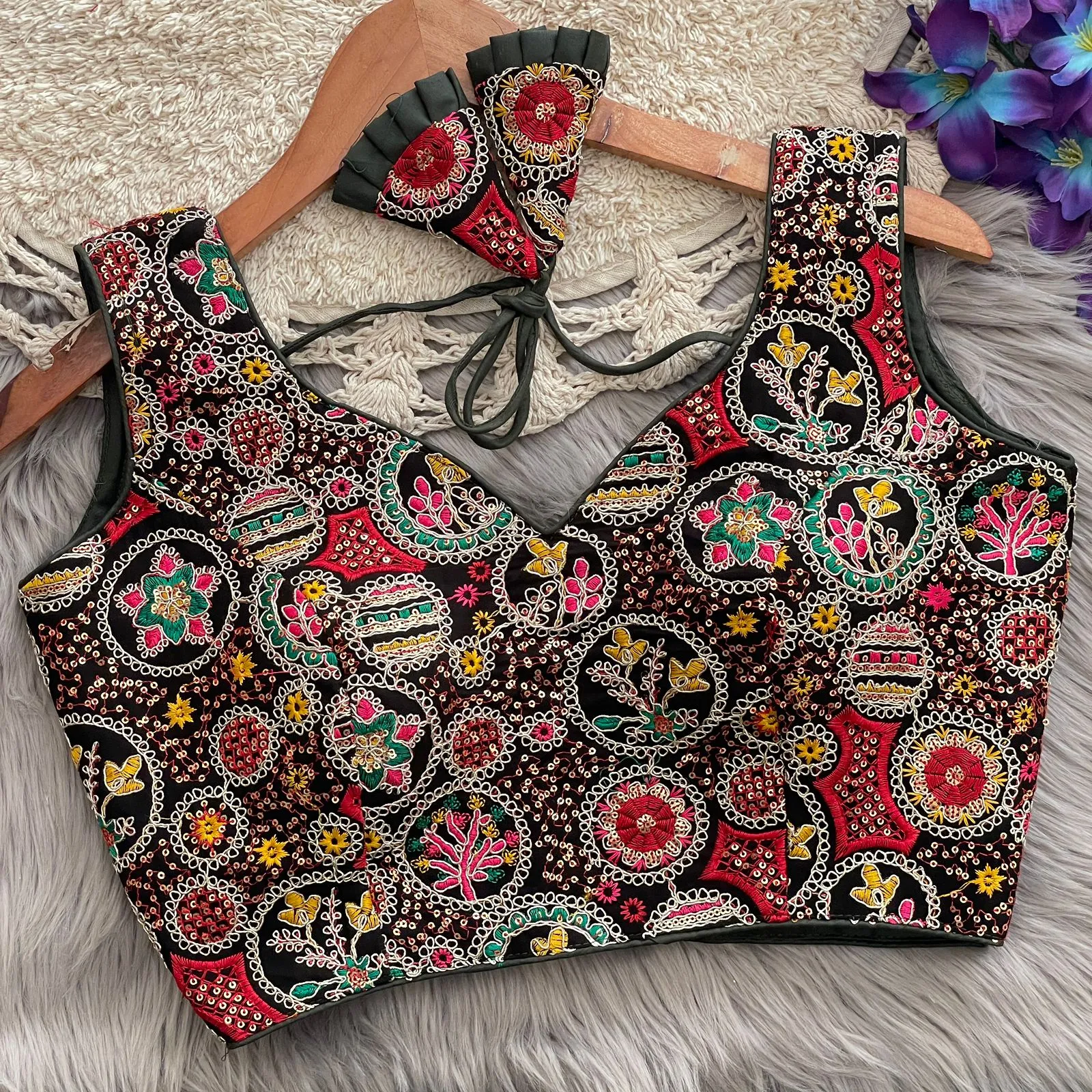 Multi Color Embroidered Wedding Wear Blouse - Image 6