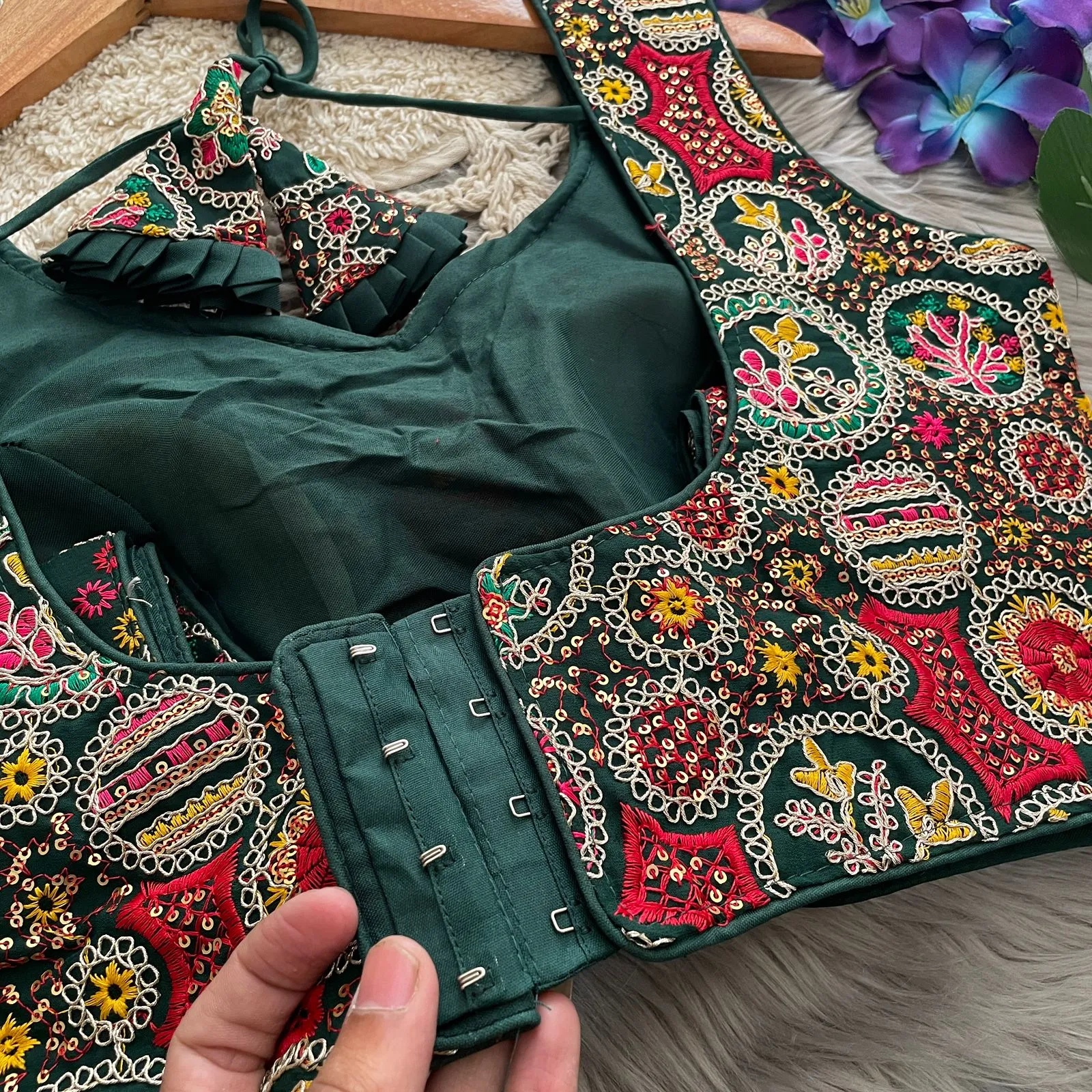 Multi Color Embroidered Wedding Wear Blouse - Image 8